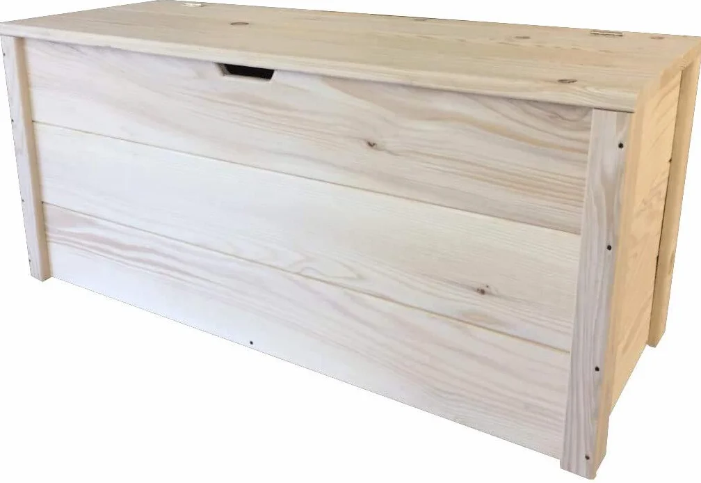 TOTAL WOOD 2012, Baúl en Madera Natural, Modelo Matej, Baúl con Tapa para Interior y Exterior (150x40x45)