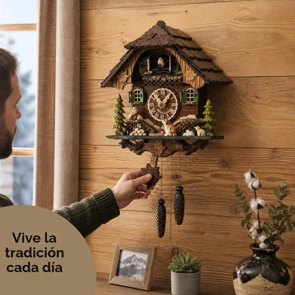 Cuckoo Palace Reloj de Cuco Estilo Chalet con Movimiento de Cuarzo de 32 cm