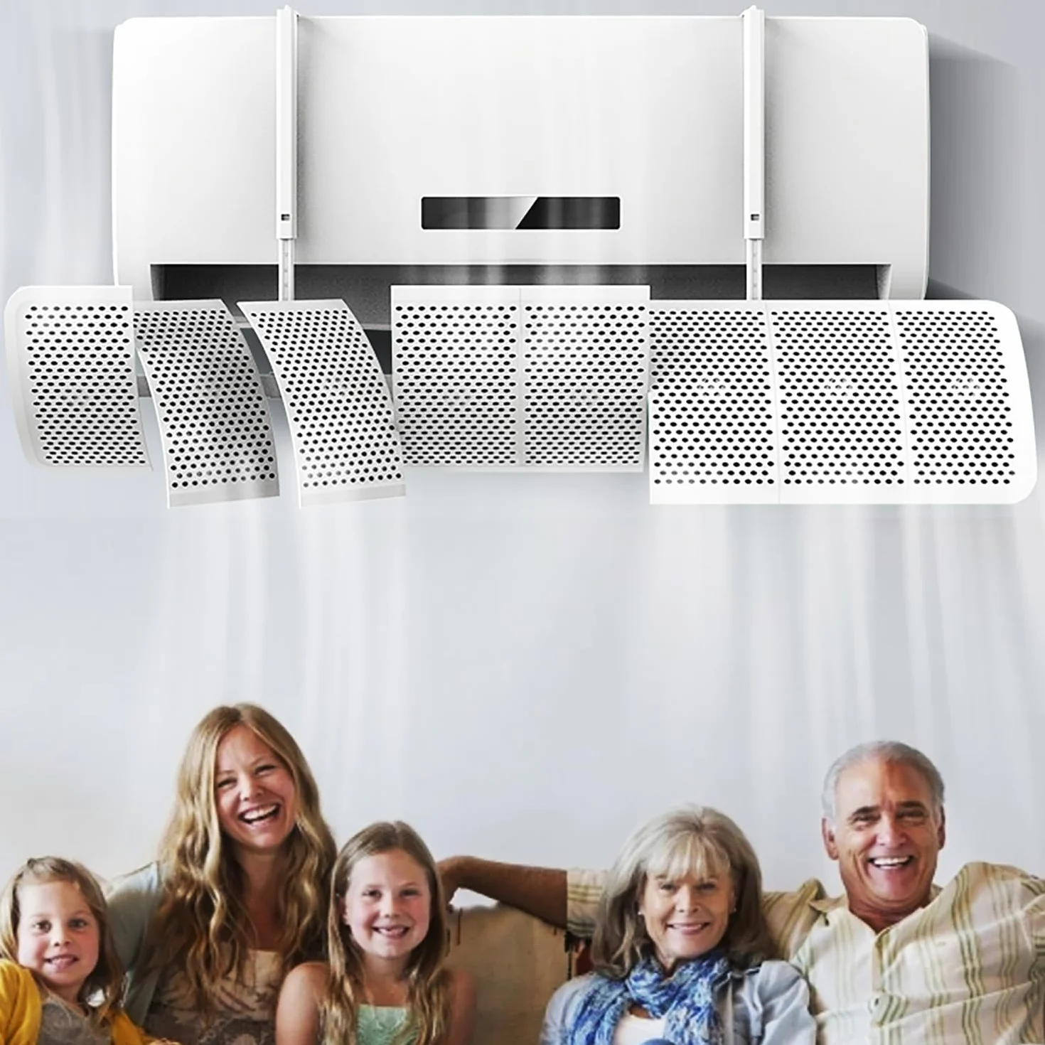 Deflector Aire Acondicionado Universal Ajustable 8 Aspas 270° Montaje Rápido Materiales Ecológicos