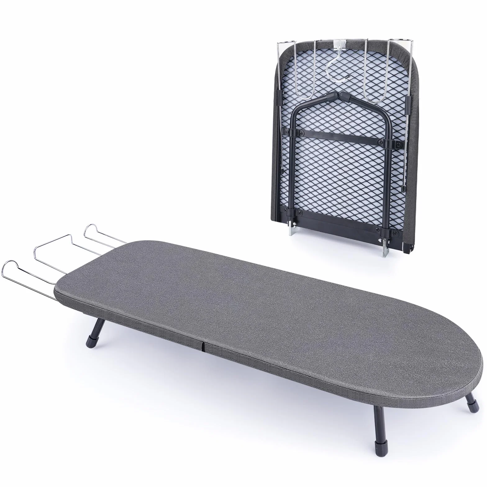 Tabla de planchar de mesa con soporte de hierro, mini tabla de planchar pesada con cubierta resistente al calor, pequeña tabla de planchar portátil plegable para dormitorios, apartamentos y viajes, 81