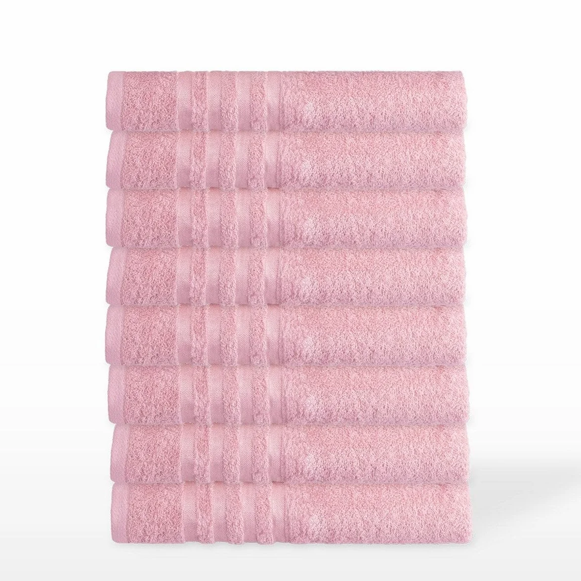 Juego de 8 Toallas de baño Color Rosa 100% algodón Rizo de 140x70 cm | Tejido suave de gran gramaje con alta absorción. Aptas para lavadora, de uso diario.