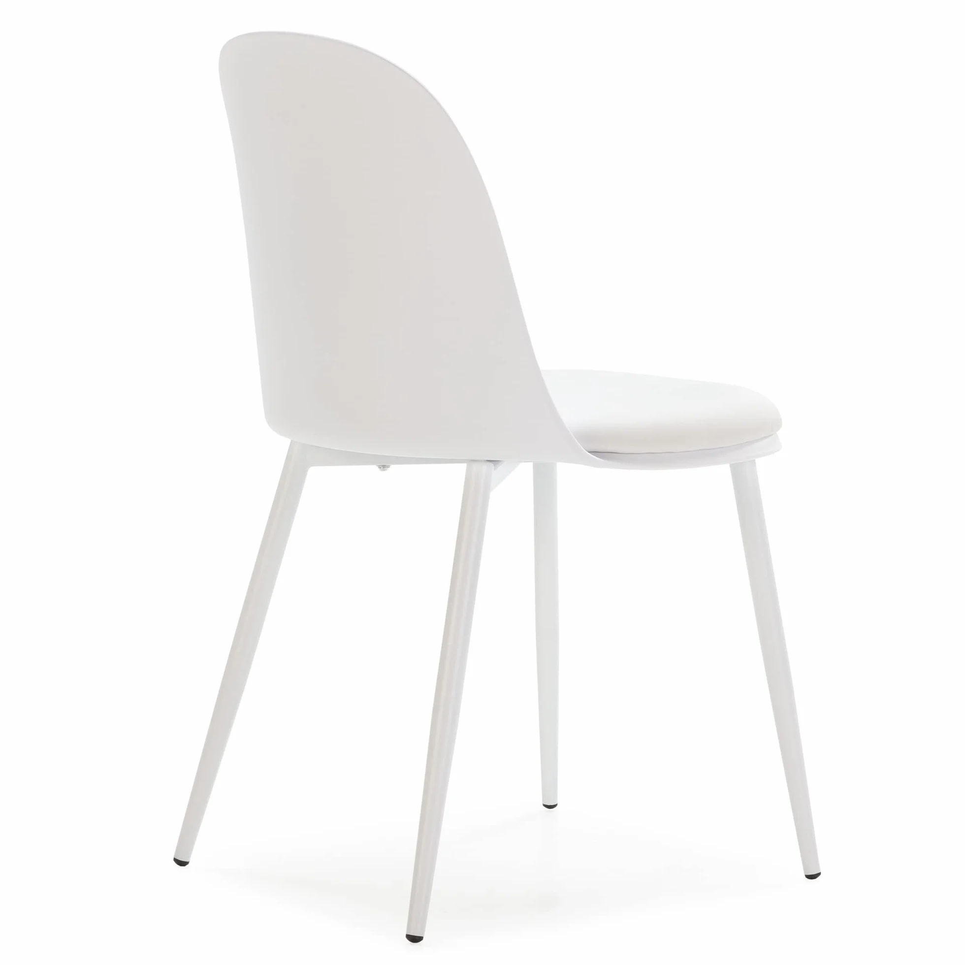 HOMN LIVING Set de 4 sillas Kana Blanco, Patas metálicas y Asiento tapizado, 45 cm (Ancho) 51,5 cm (Profundo) 83 cm (Altura)