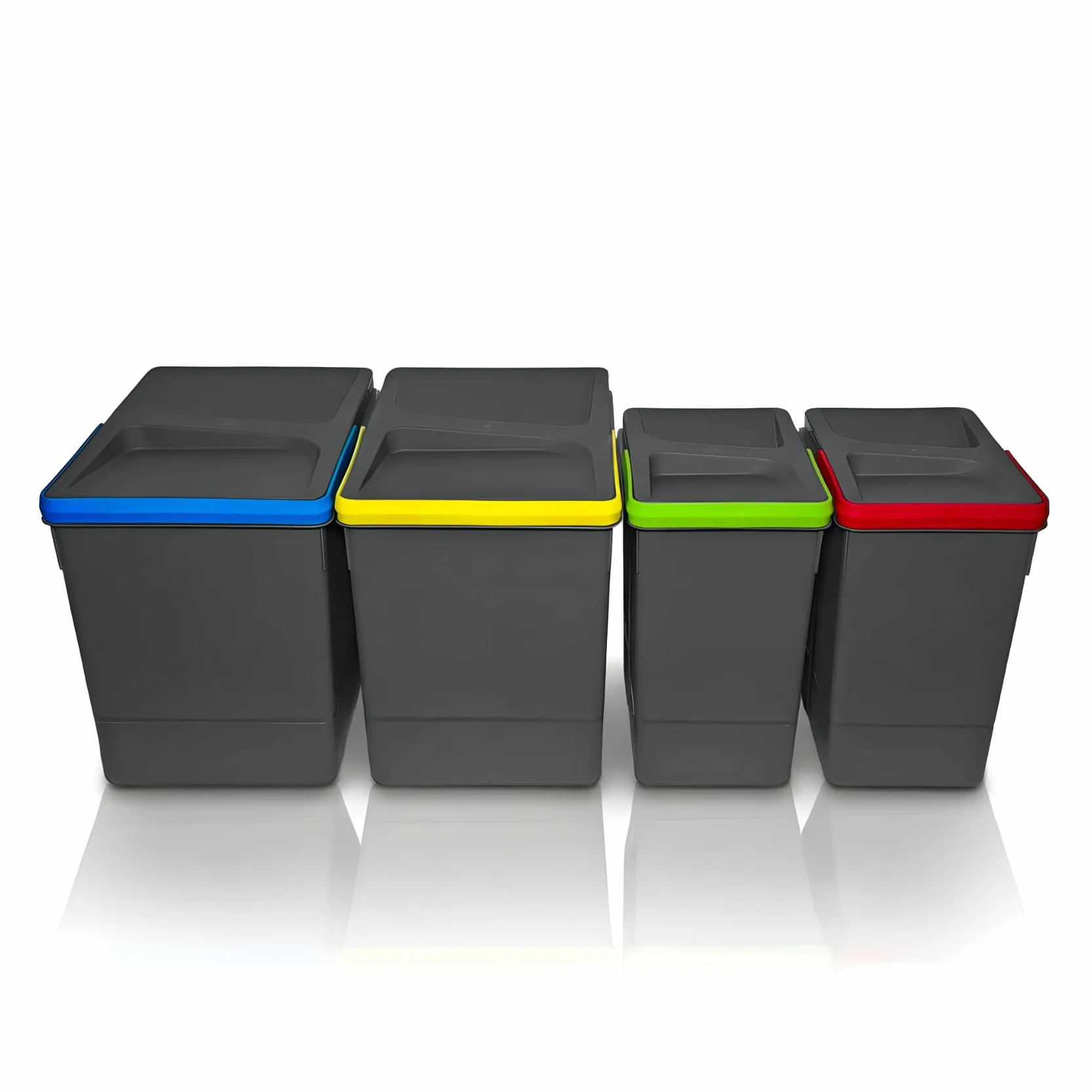 Contenedores de reciclaje de 2 x 15 l y 2 x 6 l, cubo de basura para cajón, color antracita, ahorro de espacio interior, cestas de cocina