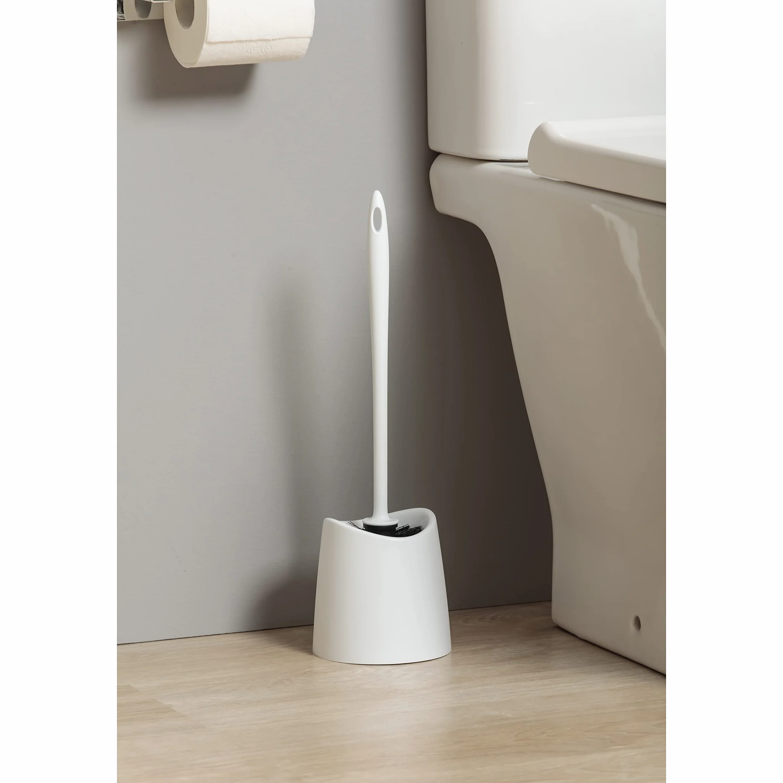TATAY Escobilla WC Resistente Diseño Moderno Cepillo Fijo Duradero Baño 12x12x38 cm Blanco