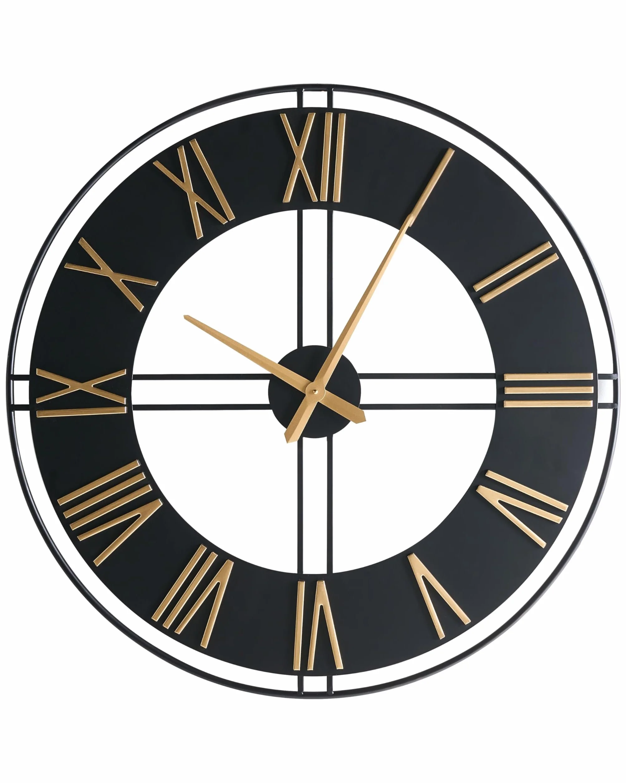 Beliani Reloj de Pared Moderno Colgante Estilo Industrial escandinavo Estructura de Metal Negro Perigny