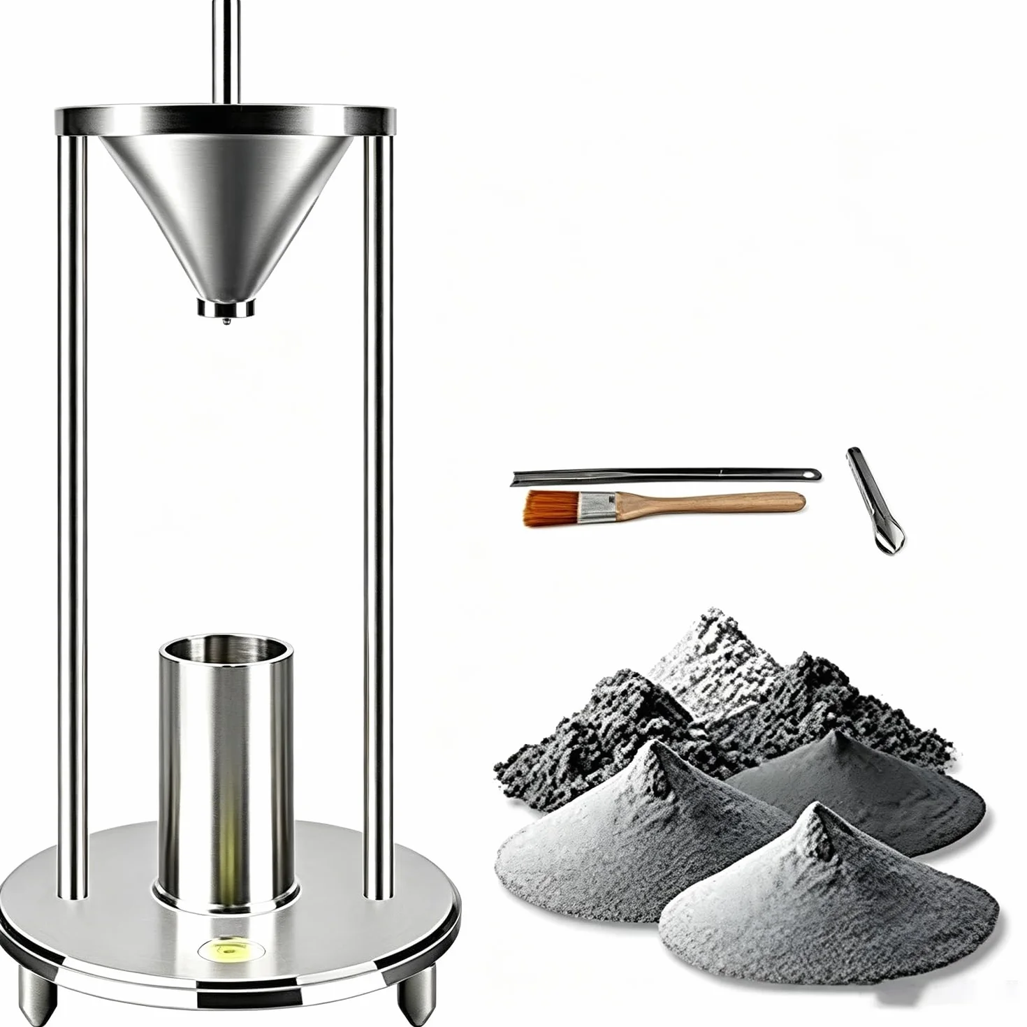 Medidor de densidad a granel, probador de densidad apilable natural con capacidad de medición de 100 ml, diámetro interior de 39 mm, embudo de 12,7 mm, cónico de 60° para medición de polvo