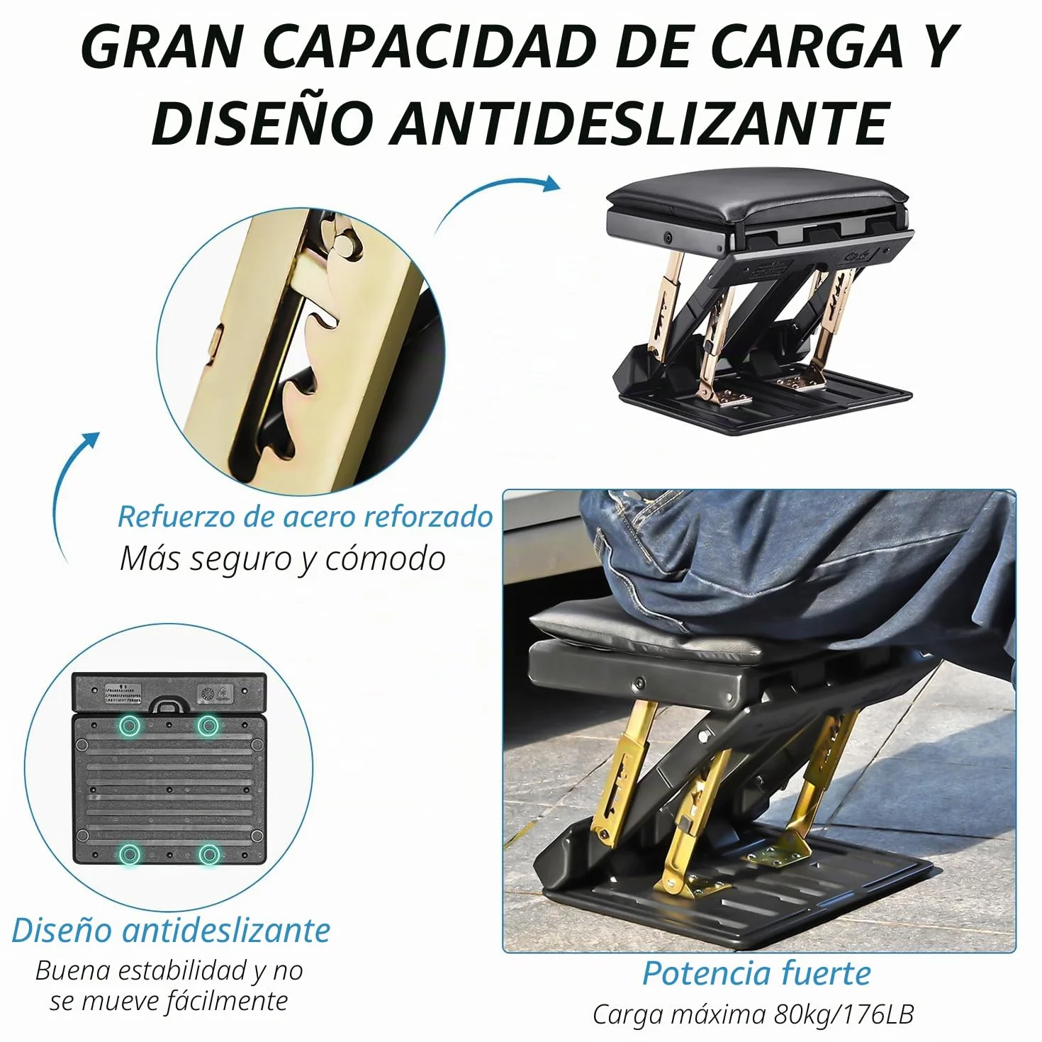 Reposa Pies Trabajo Oficina, 4 Niveles de Altura Ajustable, Reposapiés Ergonómico Plegable, con Almohadilla de Reposapiés Suave Extraíble Diseño Ergonómico para Espalda Rodilla
