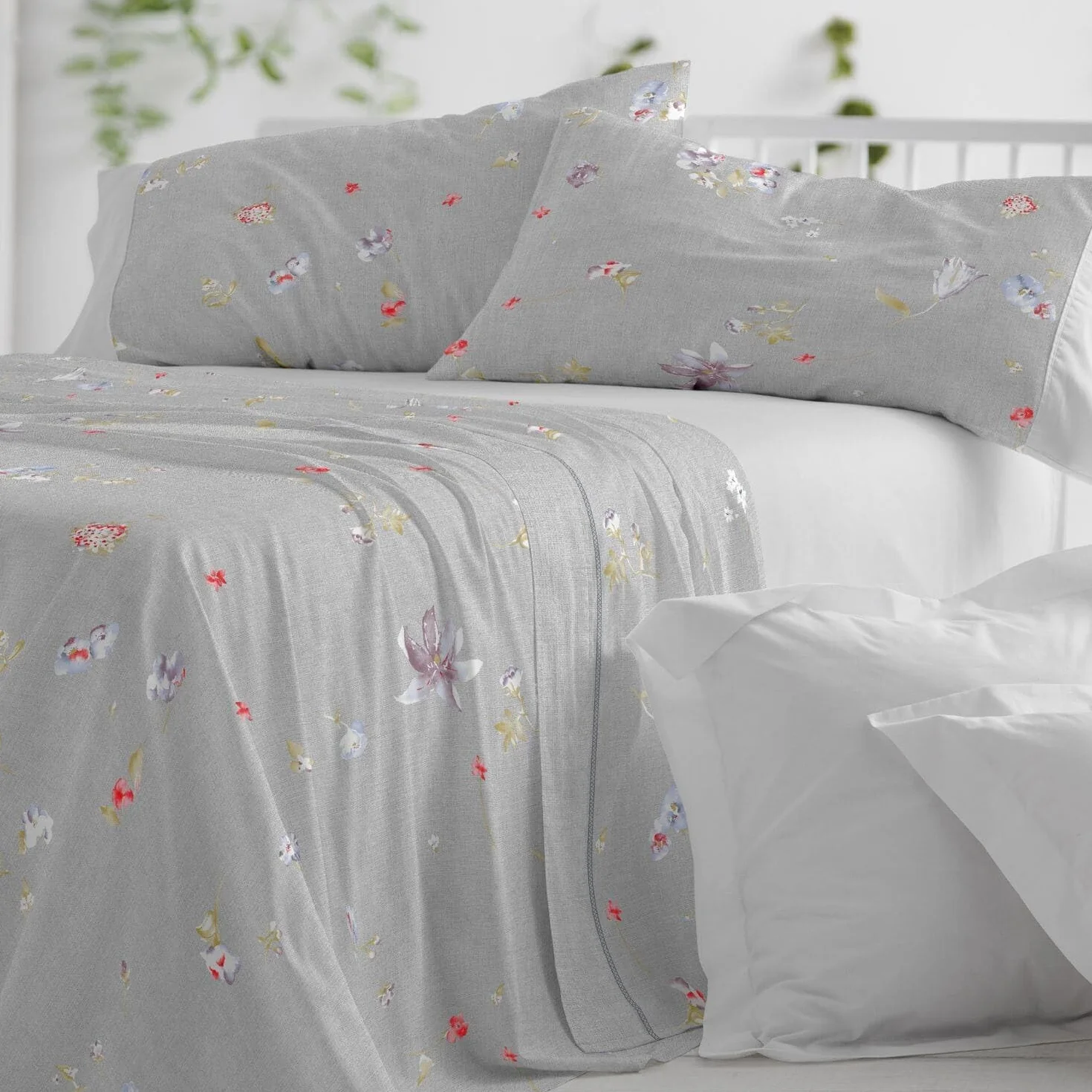 Burrito Blanco | Juego de sábanas Algodón | Cama de 135cm. (+Medidas Disponibles) | Diseño 629 | Color Gris (135x190/200cm.)