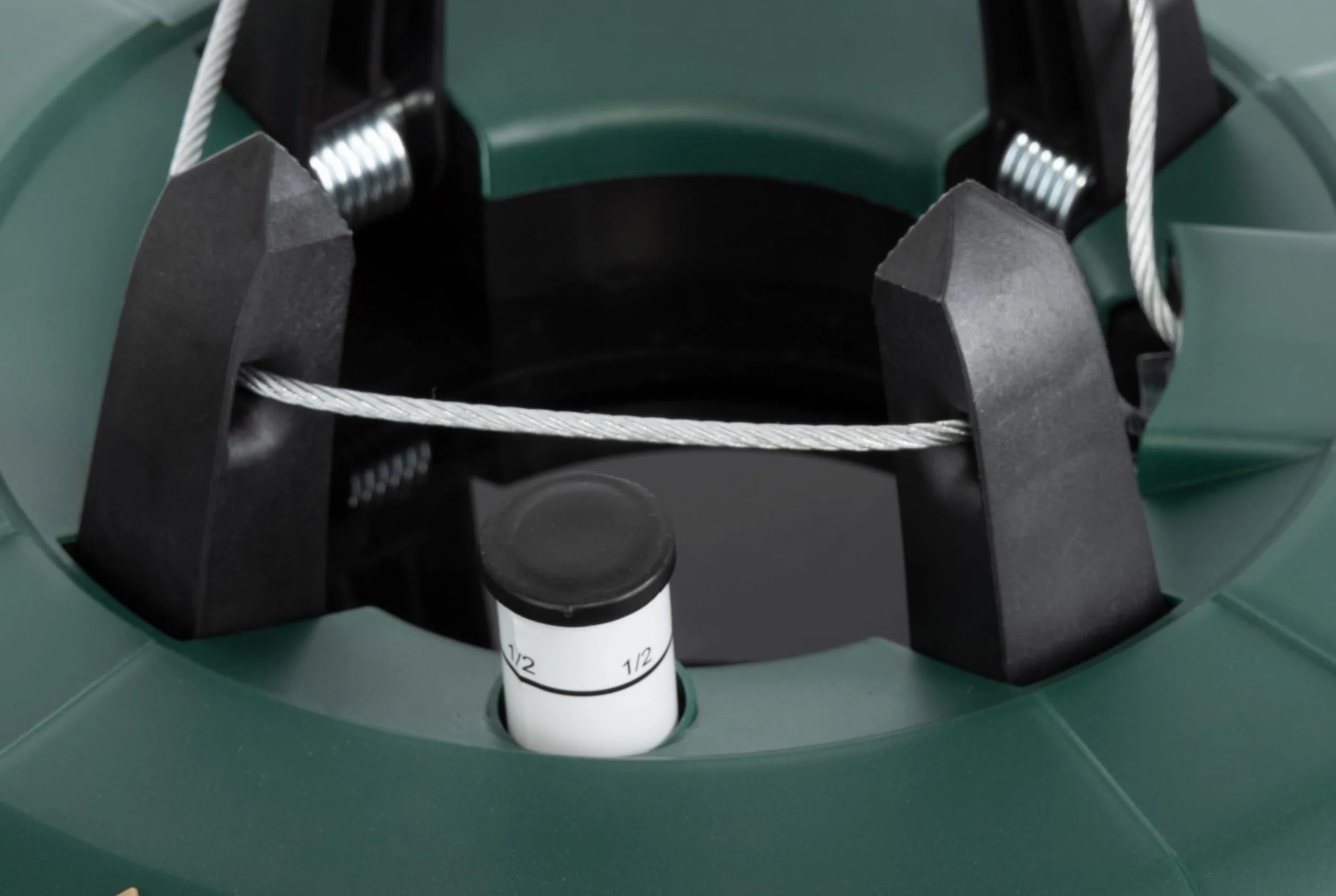Brandsseller Soporte para árbol de Navidad, hasta 2 m, con mecanismo de palanca de pie, técnica de una cuerda y sistema de seguridad, verde