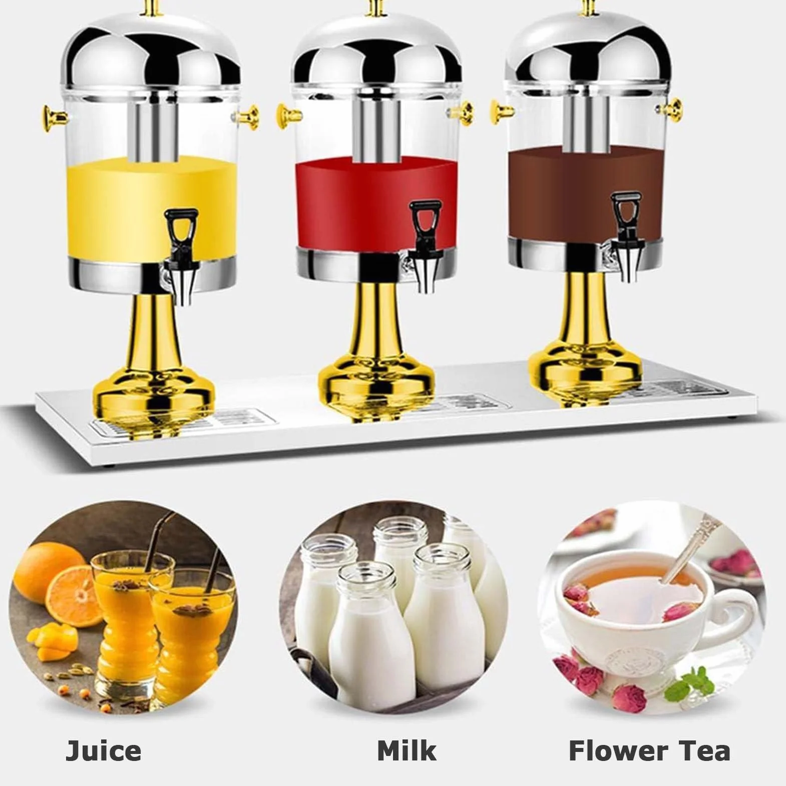 Máquina comercial de bebidas frías, Dispensador de bebidas de acero inoxidable de 24 litros con grifo, para fiestas, eventos, catering, restaurante, servicio en casa, jugo (Silver)