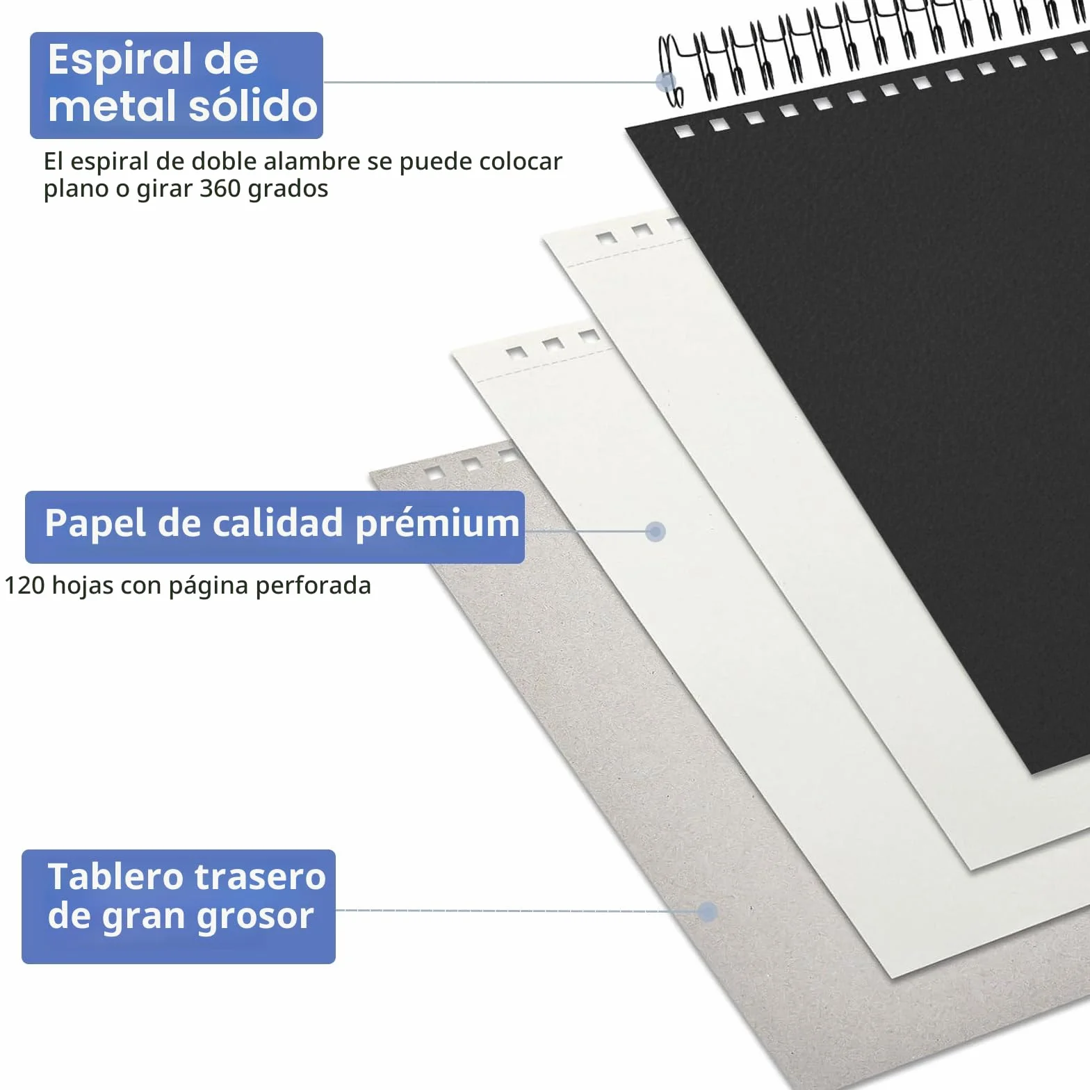 Cuadernos de Bocetos A4 120 Páginas Bloc de Dibujo Cartón Duradero