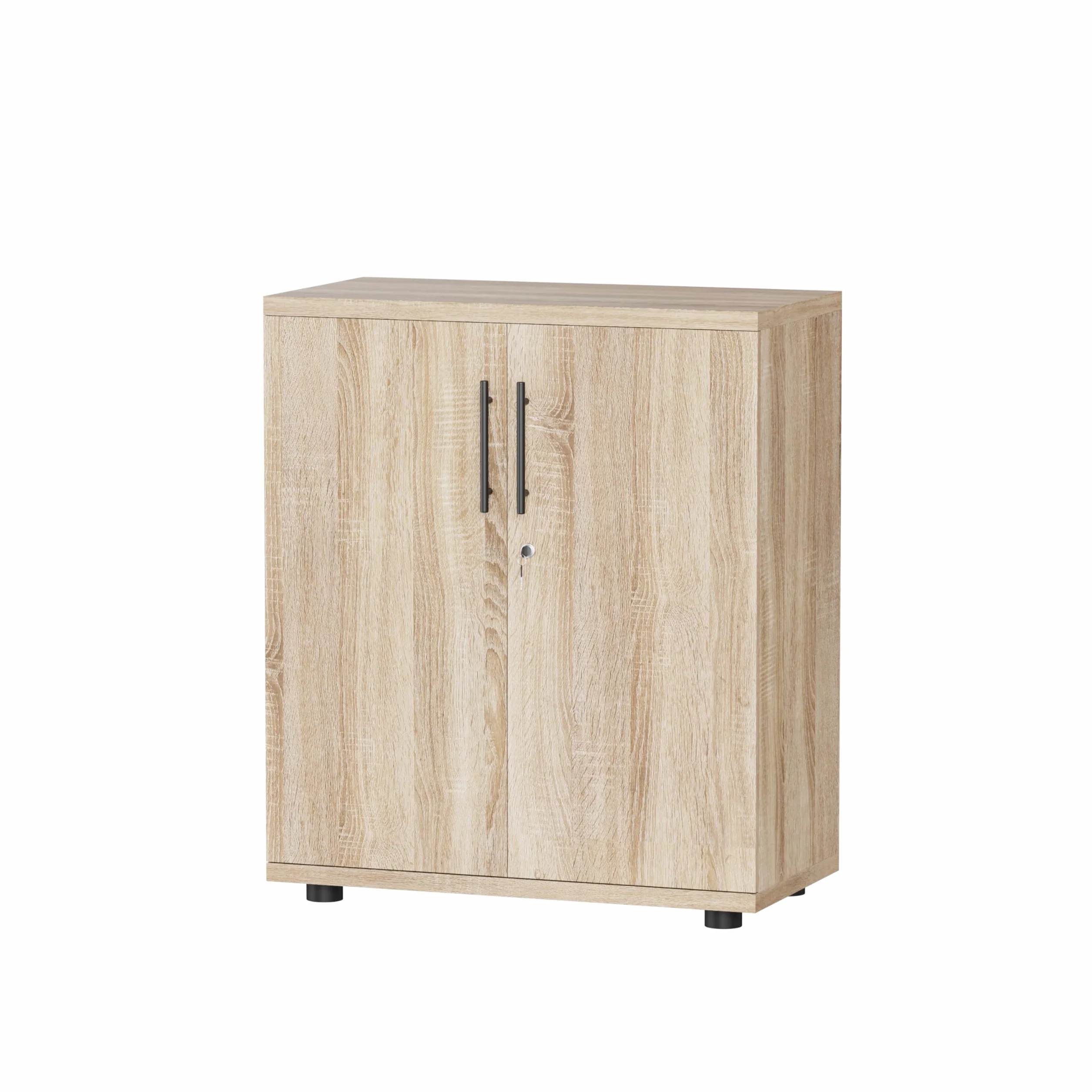 Armario de Almacenamiento de Oficina con Cerradura de 2 Puertas, archivador de Madera para el hogar, 2 estantes Ajustables, Unidad de Almacenamiento Corta (Roble Sonoma)
