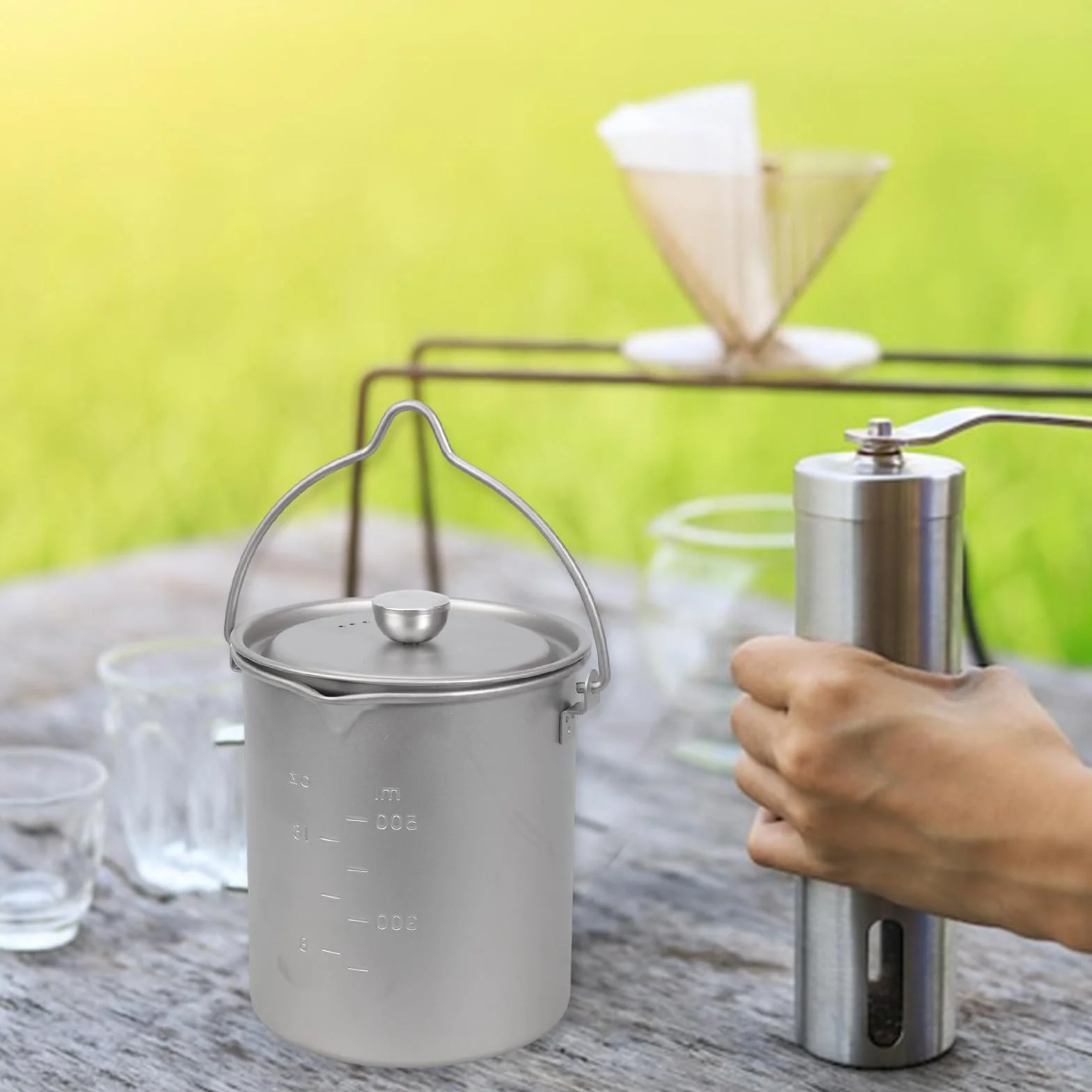Prensas francesas de metal funcionales, cafetera, portátil, sistemas de filtro de 3 capas para exteriores, camping y viajes, prensa de café de metal