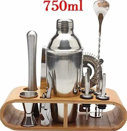 Kit con Soporte para Barra, coctelera y Set para Mezclar Bebidas - Herramientas de Barra, coctelera, el Mejor Kit de Barman para Principiantes, Utensilios de Cocina