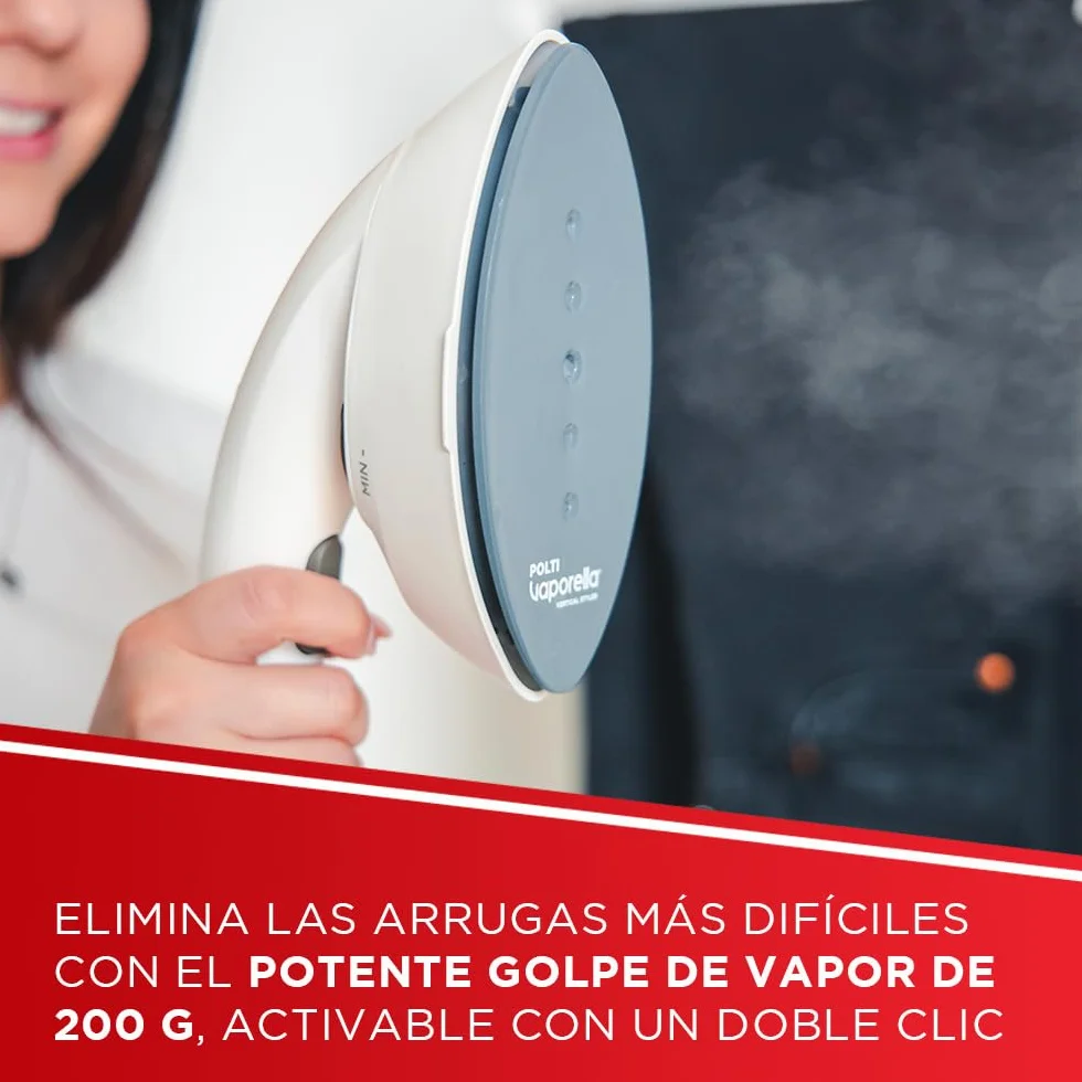 Polti Vaporella Vertical Styler GSF80R, Plancha de Vapor Vertical de Pie, Autonomía Ilimitada, Potencia de 2000 W, Calentamiento en 30 Segundos, Blanco y Rojo