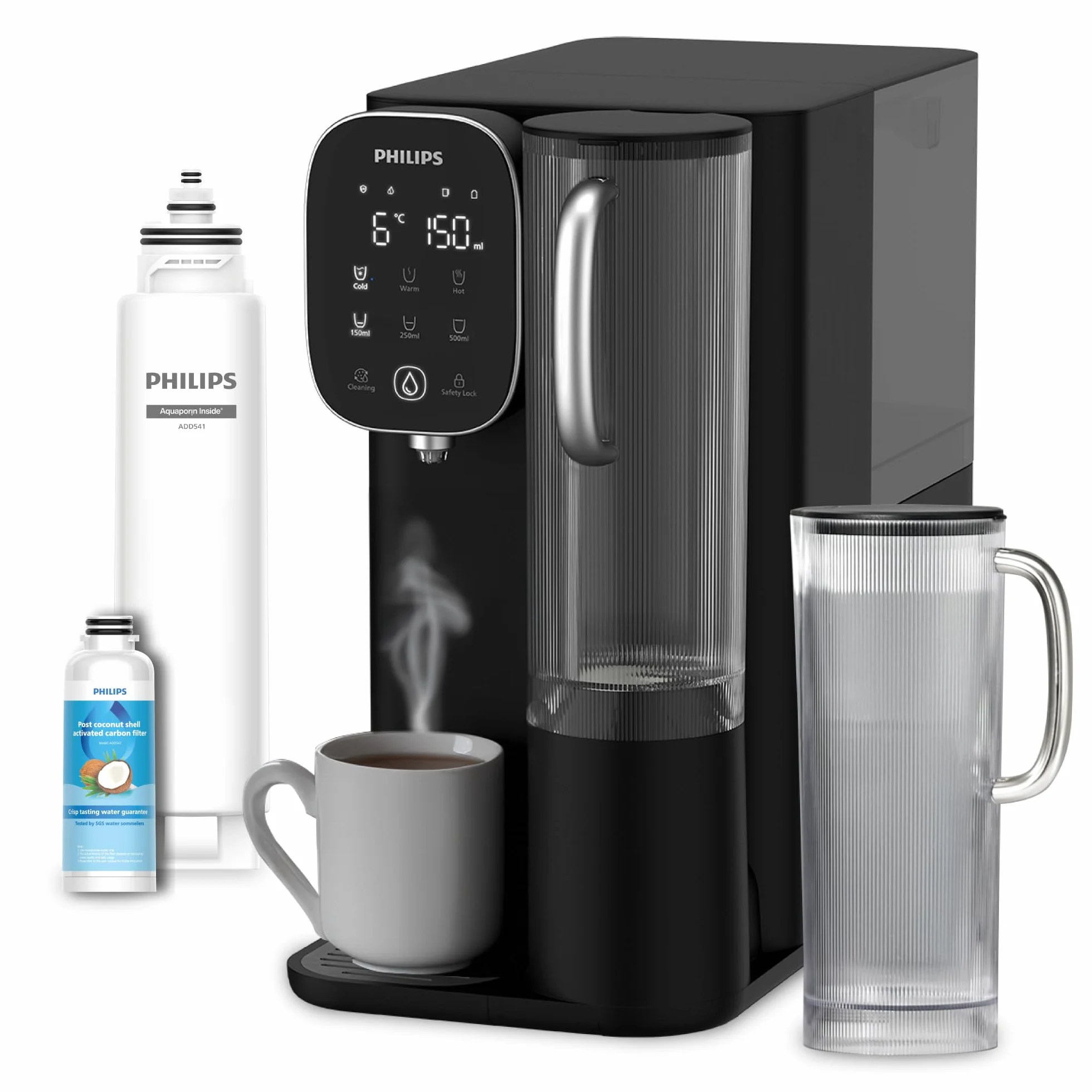 Philips Water Dispensador de Ósmosis Inversa 6500: Agua fría y Caliente purificada al Instante, filtración RO 5 en 1 Reduce >110 contaminantes, relación 3:1, UV-C, sin instalación, 2000 L.