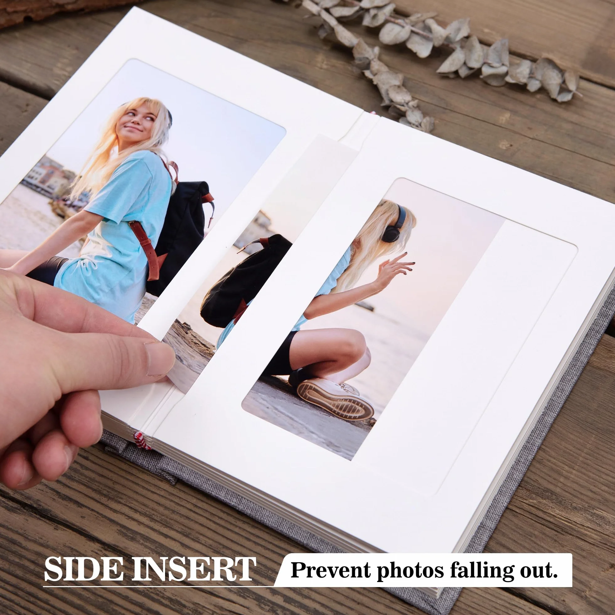 Pssoss Álbum de fotos pequeño de 10 x 15 cm con espacio para escribir, para 30 fotos, ideal para álbum temático de boda y álbum de fotos de bebé, color gris