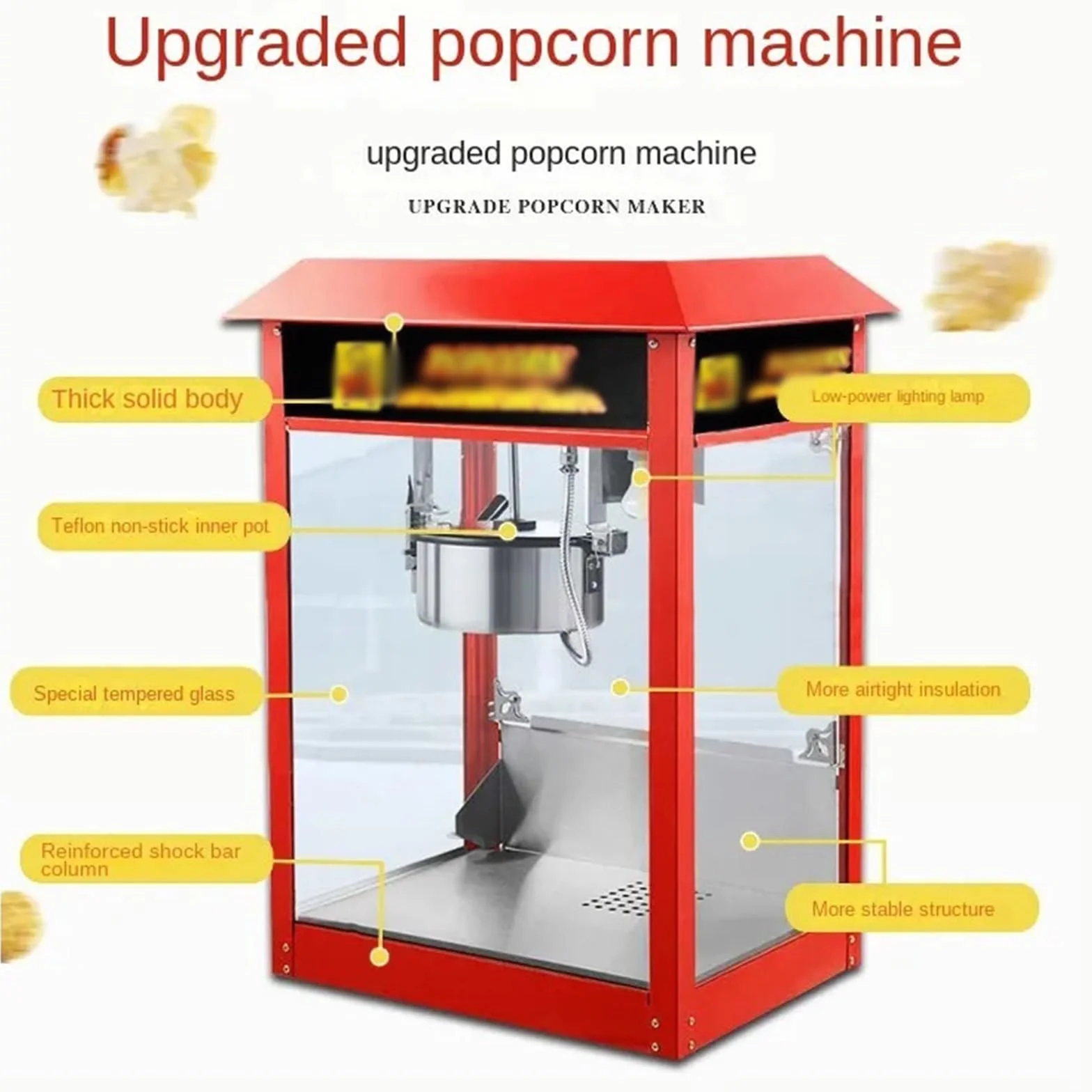 Máquina de Palomitas Máquina de Palomitas de maíz, Puesto Comercial, Máquina de Palomitas eléctrica Completamente automática, Máquina de Palomitas móvil Palomitero