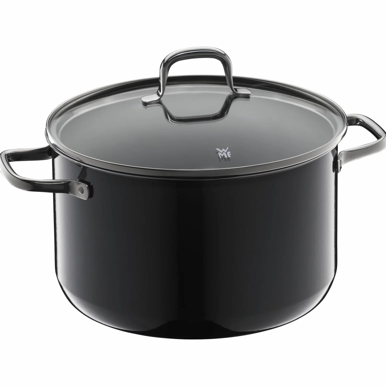 WMF Fusiontec Essential - Olla grande, 24 cm, tapa de cristal, olla de inducción, 6,4 L, cerámica de alta tecnología, resistente a los arañazos, sin revestimiento, color negro, fabricado en Alemania