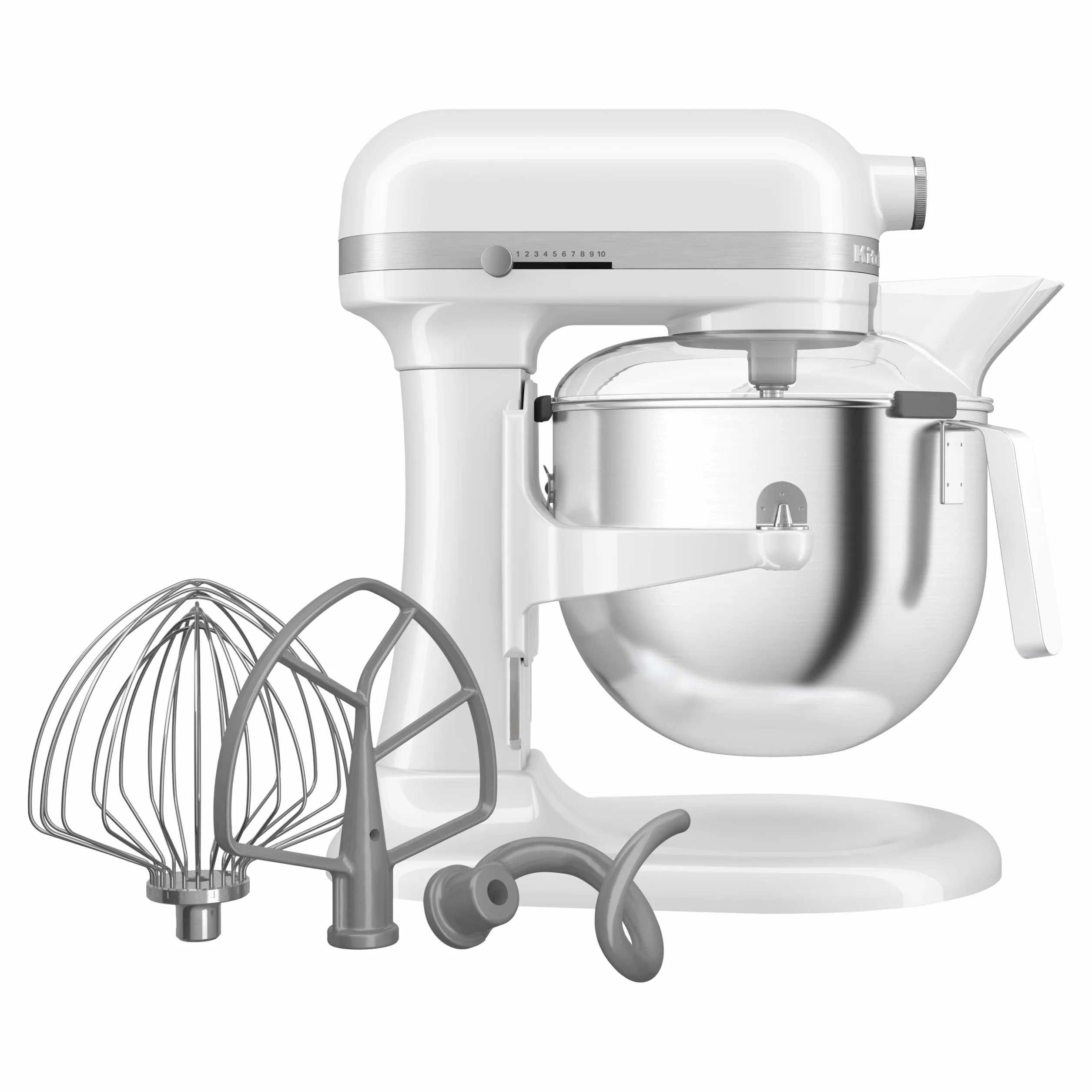 KitchenAid Batidora Amasadora Heavy Duty 6.6L, Engranajes Todo Metal, 11 Velocidades, Arranque Suave, Corte por Sobrecalentamiento, Bol 3 Puntos, Blanco