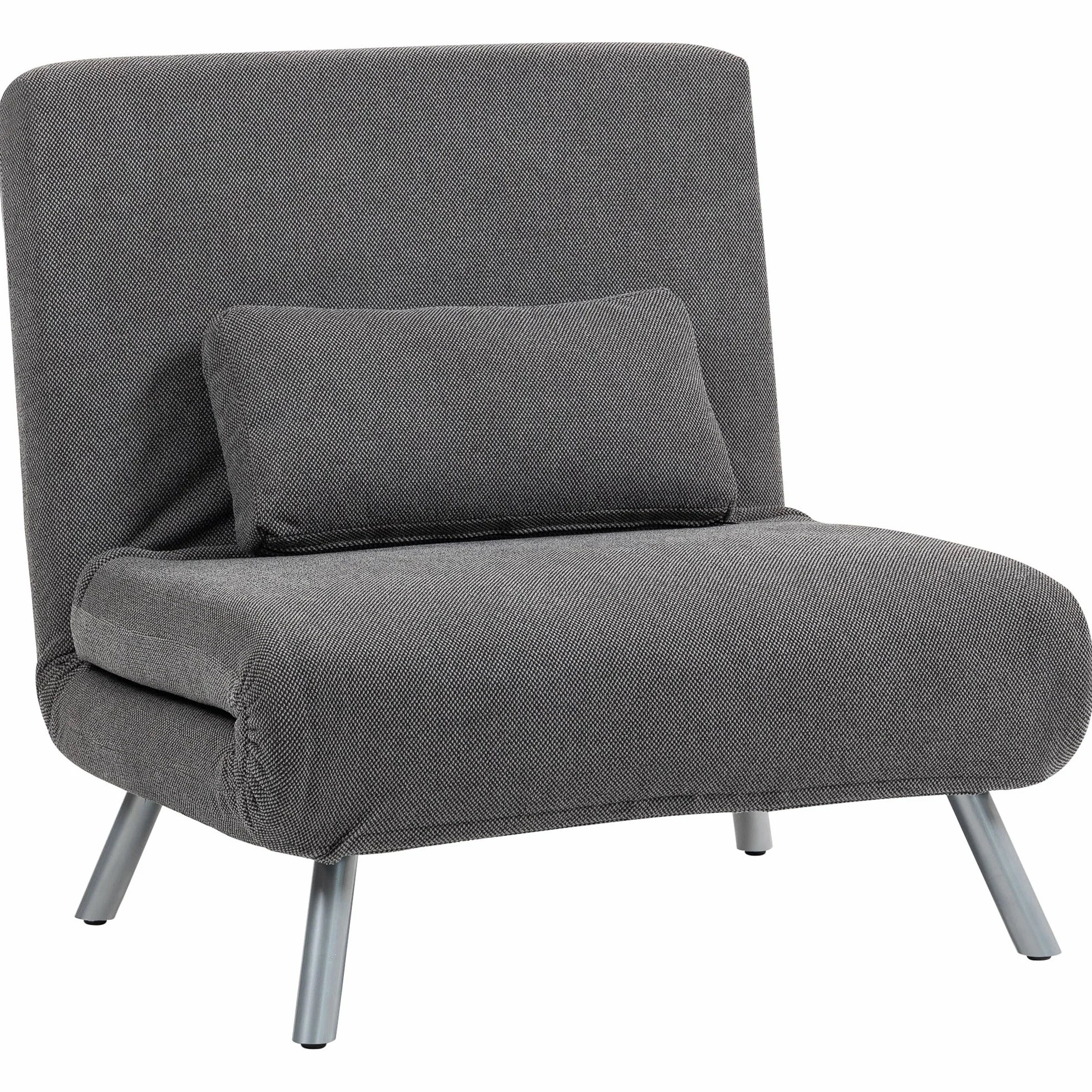 HOMCOM Sofá Cama de 1 Plazas 3 en 1 Sillón Cama Plegable Tapizado en Pata de Gallo con Respaldo Ajustable de 5 Niveles y Almohada Acolchada para Oficina Dormitorio Salón 80x75x83 cm Negro