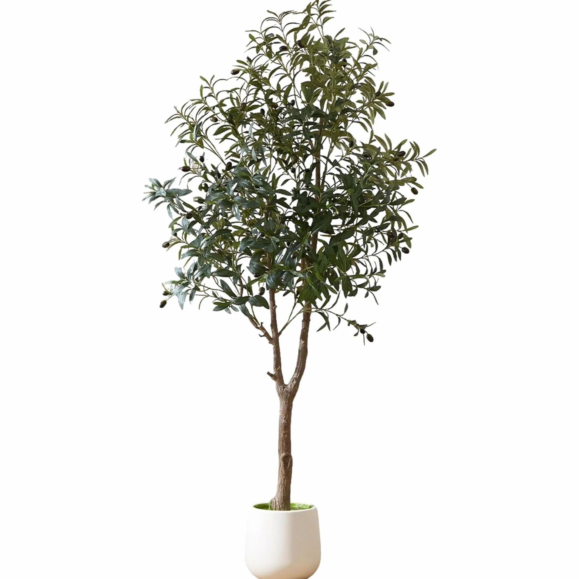 ZKIODV Olivo Planta Artificial Grande de 180 cm, Plantas Artificiales Realista con Maceta Blanca, Aceitunas Natural, Planta Decorativa para Hogar Hotel Oficina Interior/Exterior, Olivo Artificial Tree