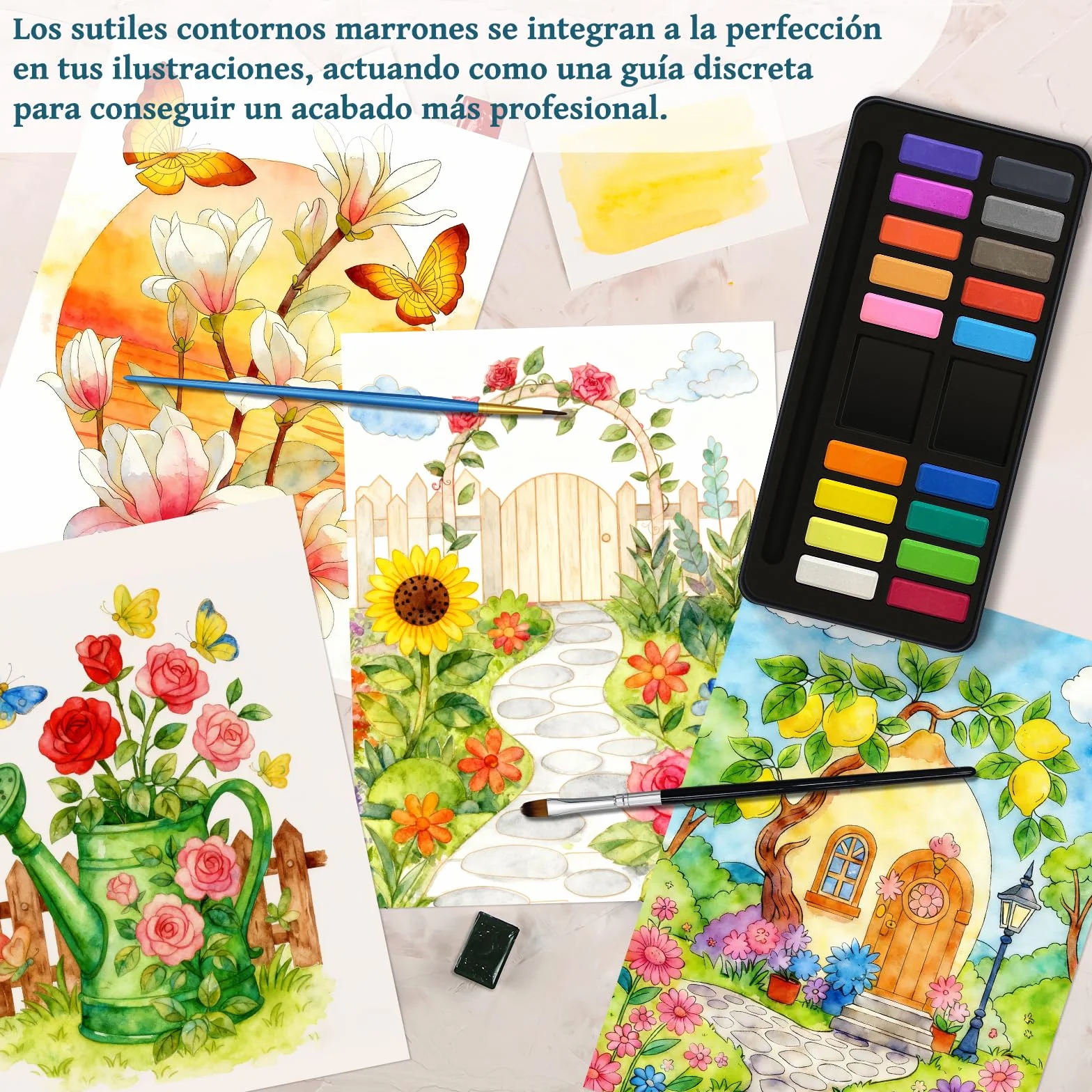 Elfew Libro de Acuarela 18 Colores, Juego de Pintura para Adultos y Principiantes