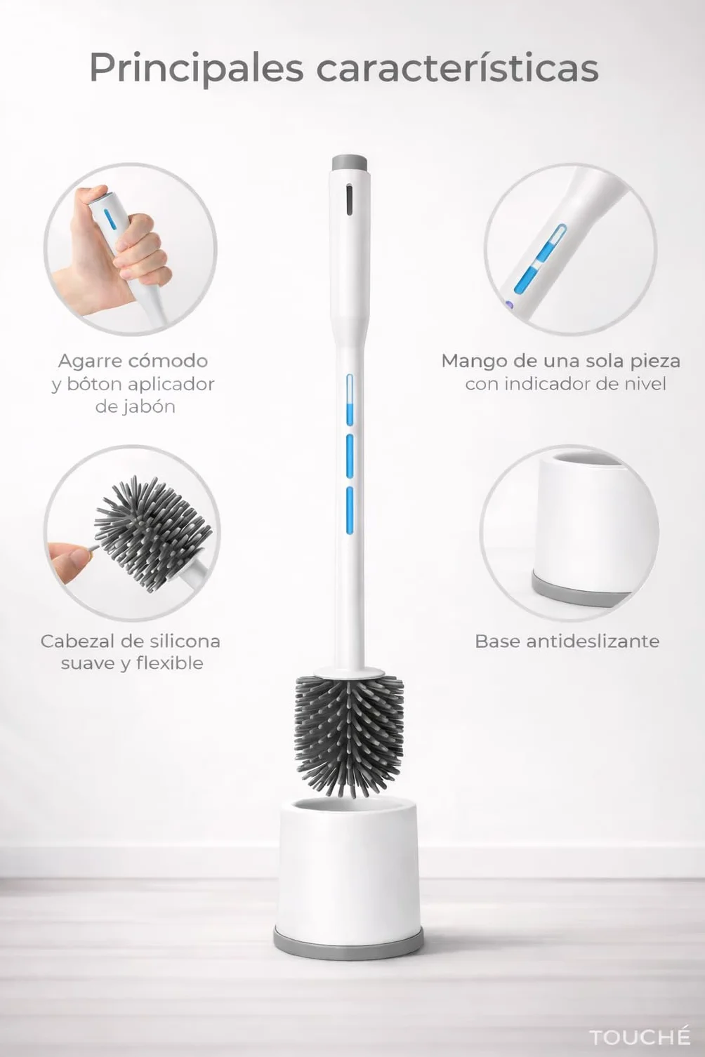 Escobilla de Baño con Dispensador de Jabón, Antibacteriana de Silicona para Limpieza de Inodoro