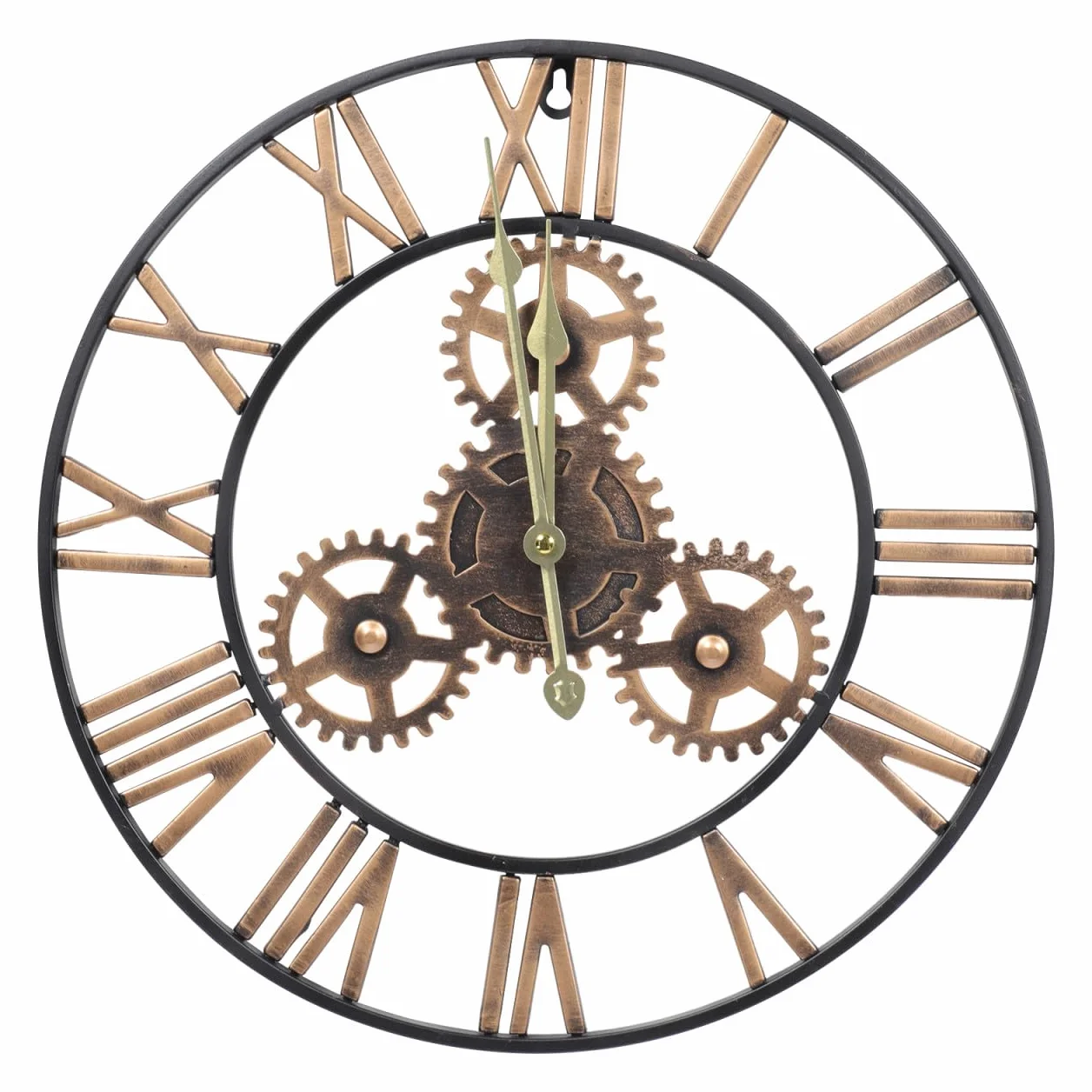 Reloj de Pared Decorativo Estilo Industrial Americano, Reloj Colgante Redondo de Hierro para Salón y Oficina