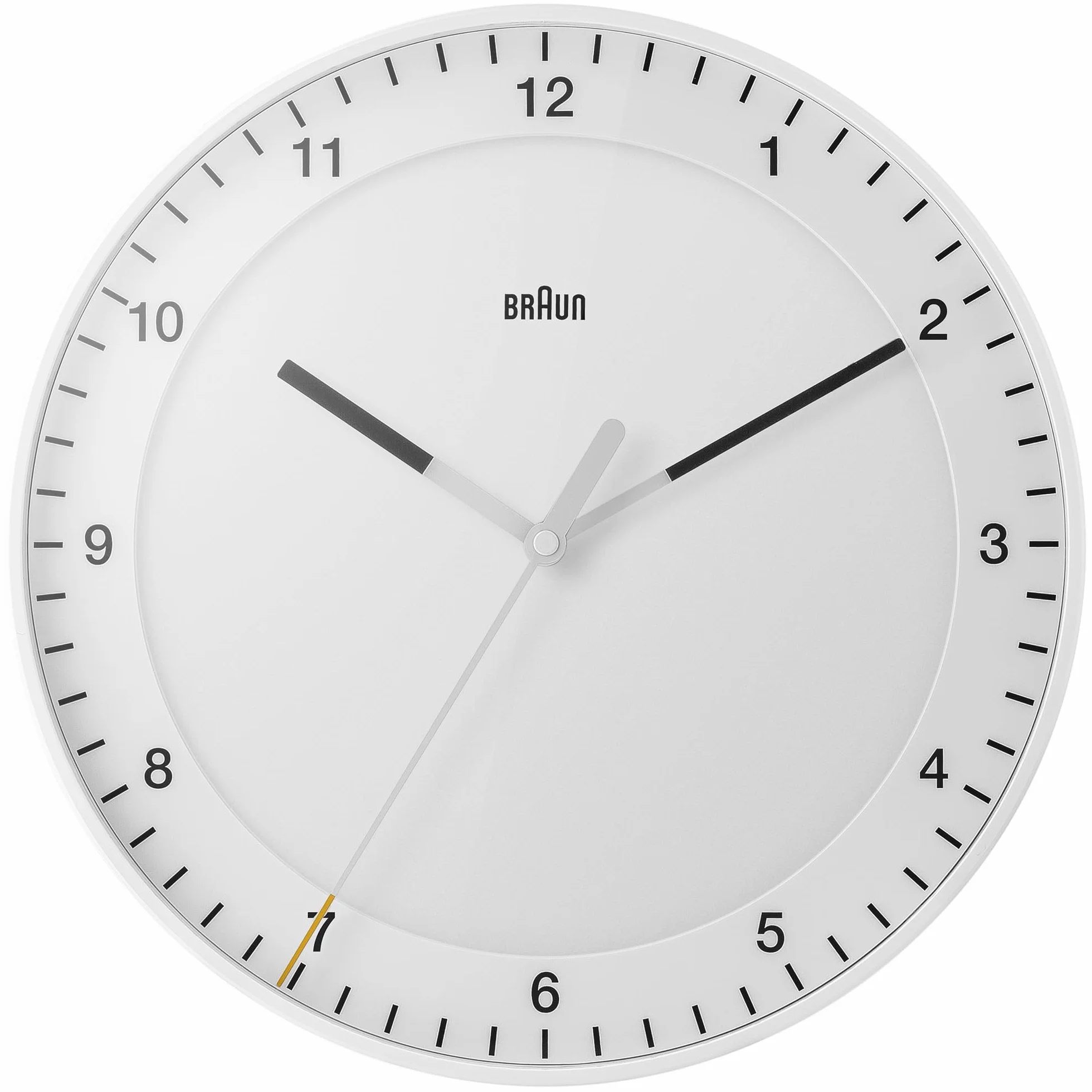 Braun Reloj de Pared analógico Grande clásico Movimiento de Agujas silencioso, de fácil Lectura, diámetro del 30 cm en Blanco, Modelo BC17W.