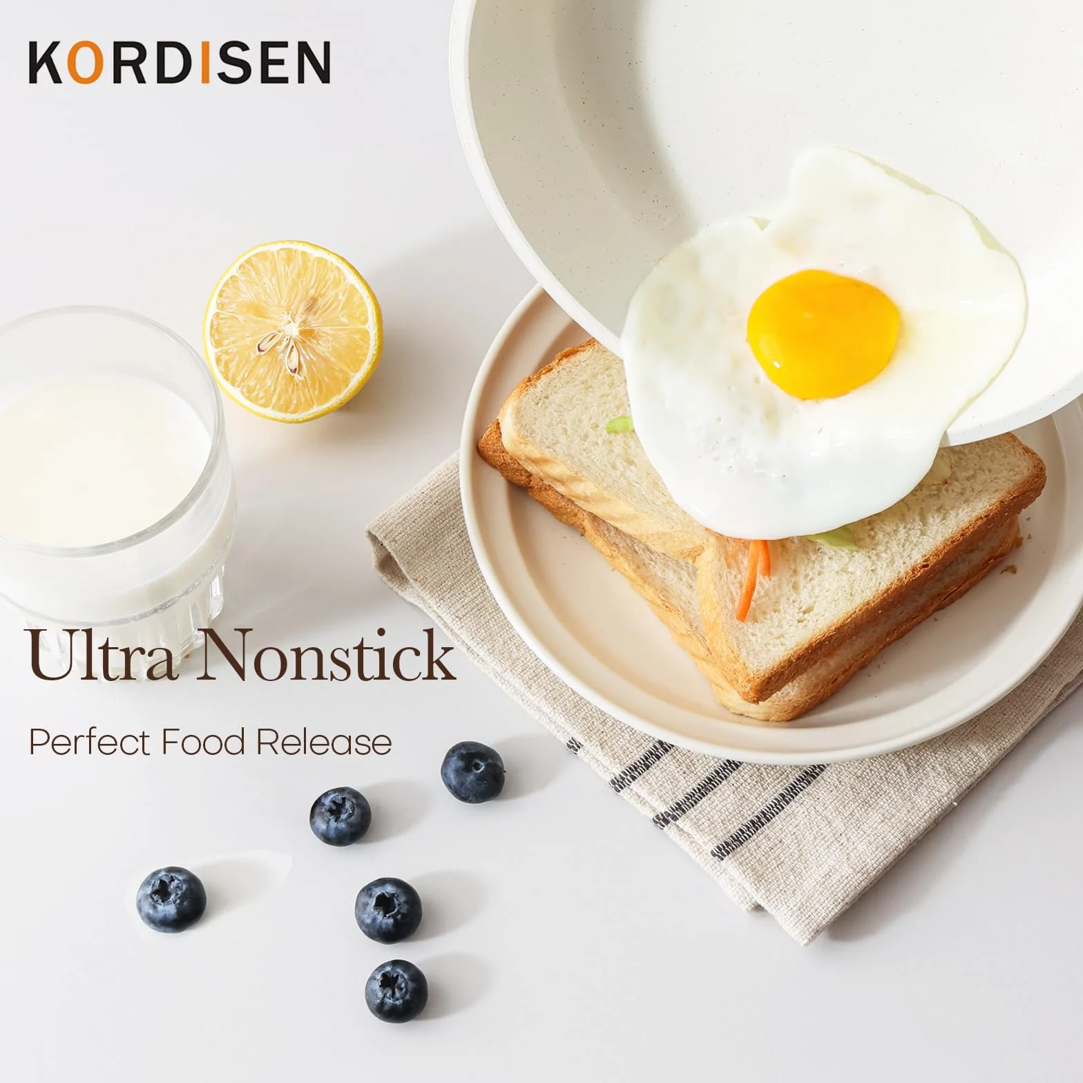Kordisen Sartén Cerámica Juego con Tapa 20/24/28 cm, Sartén Antiadherente Inducción, Saludable y No Tóxica, Sin PFOA y PFAS