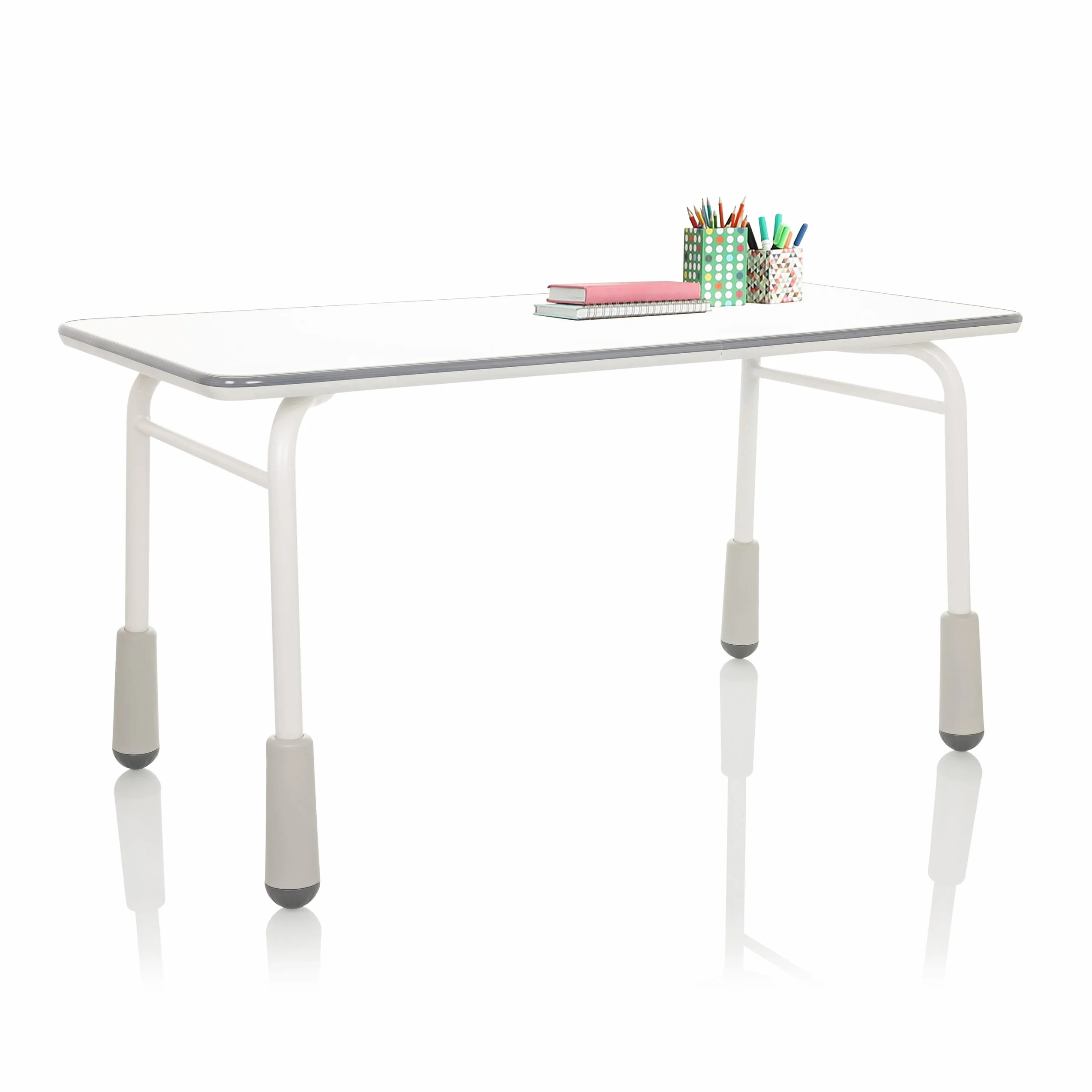 hjh OFFICE Escritorio Infantil Regulable en Altura Kid Gro T Escritorio para niños y jóvenes 120x60 cm, Blanco/Gris