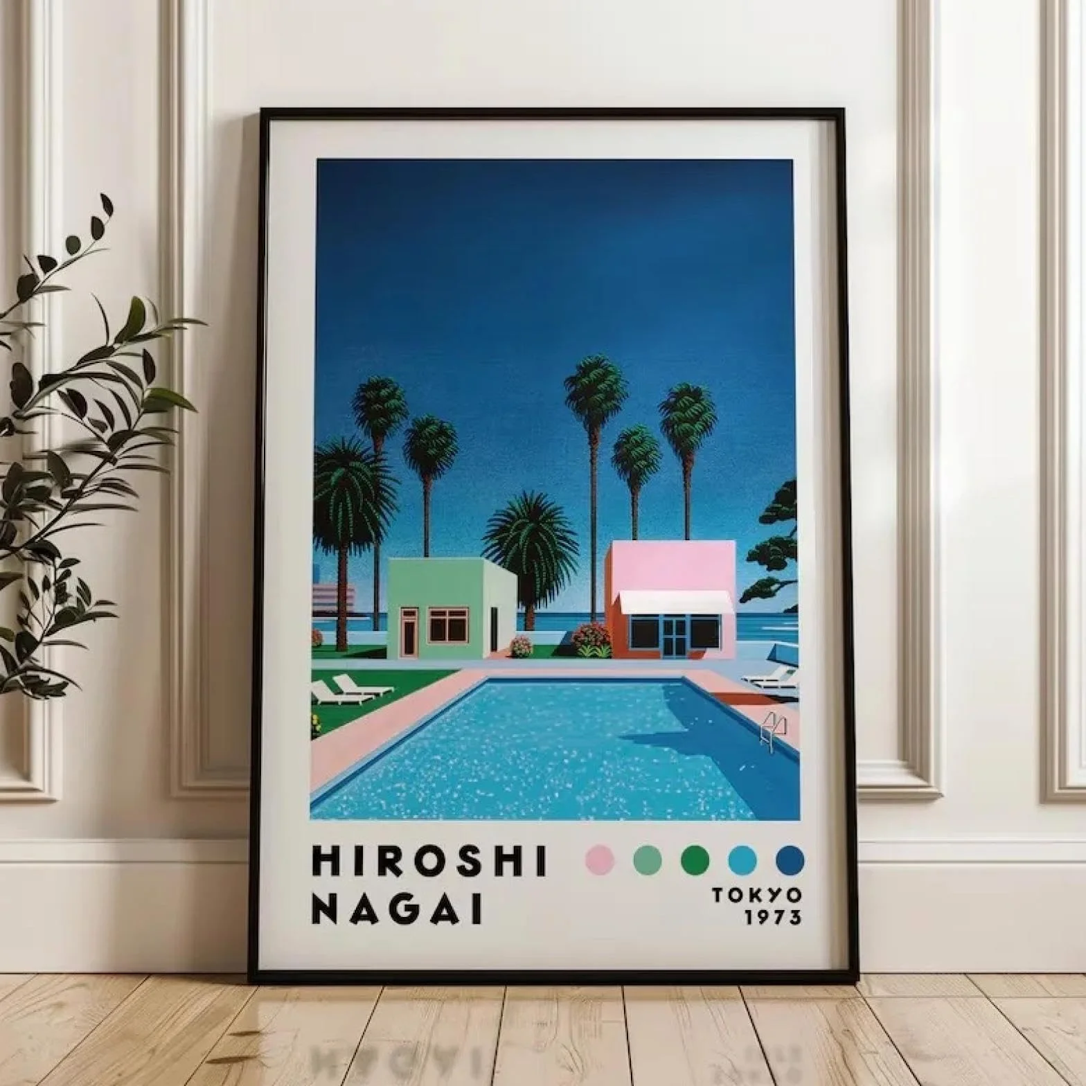 lianyibo Póster minimalista de Nagai Hiroshi Works, estilo vaporwave japonés de los años 80, urbano y pop, lienzo, arte de pared, decoración, 80 x 120 cm, marco