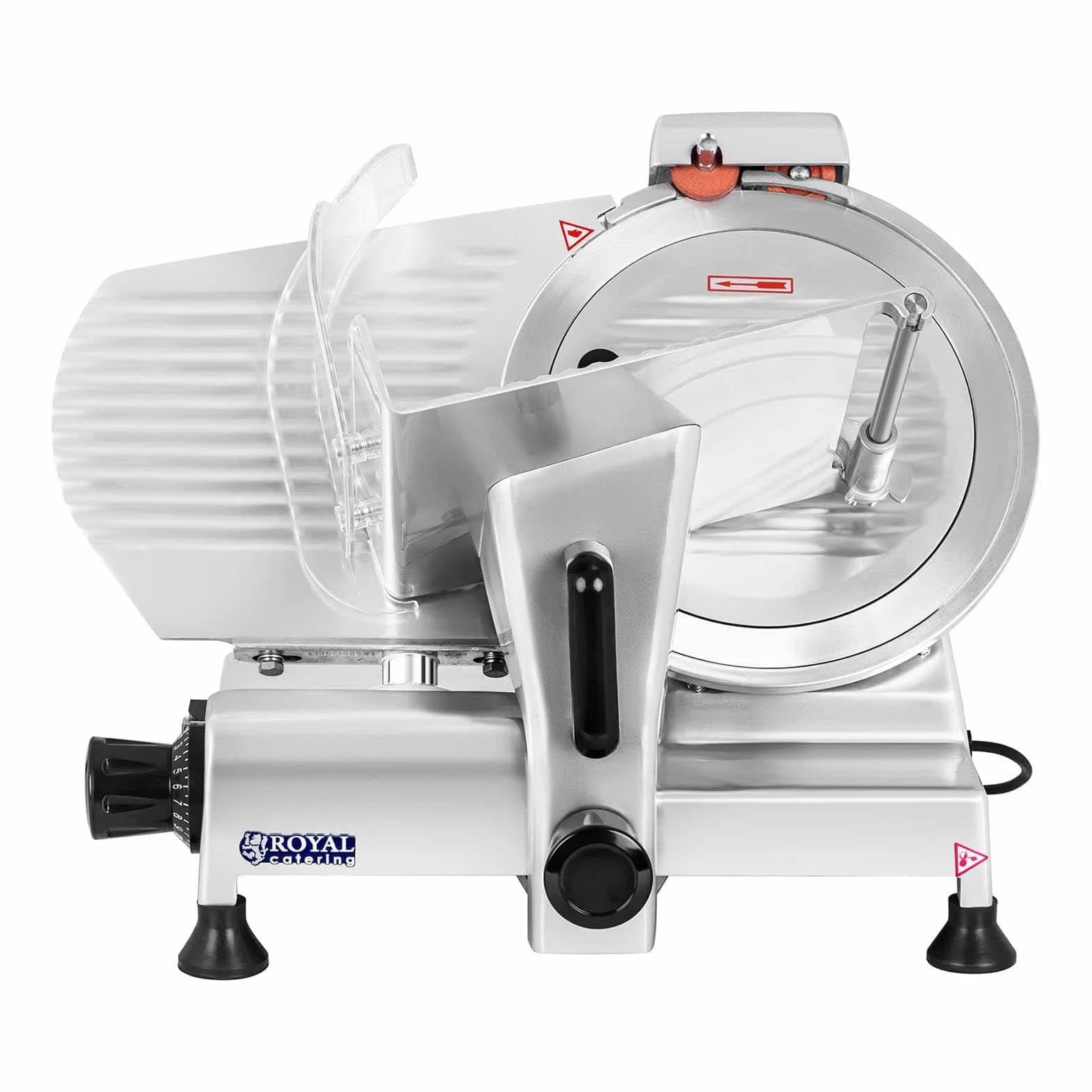 Royal Catering Cortafiambres Cortador De Fiambres Para Carnicería RCAM-300PRO (Cuchilla: Ø 300 mm, Corte hasta 15 mm, 280 W, Con afilador)