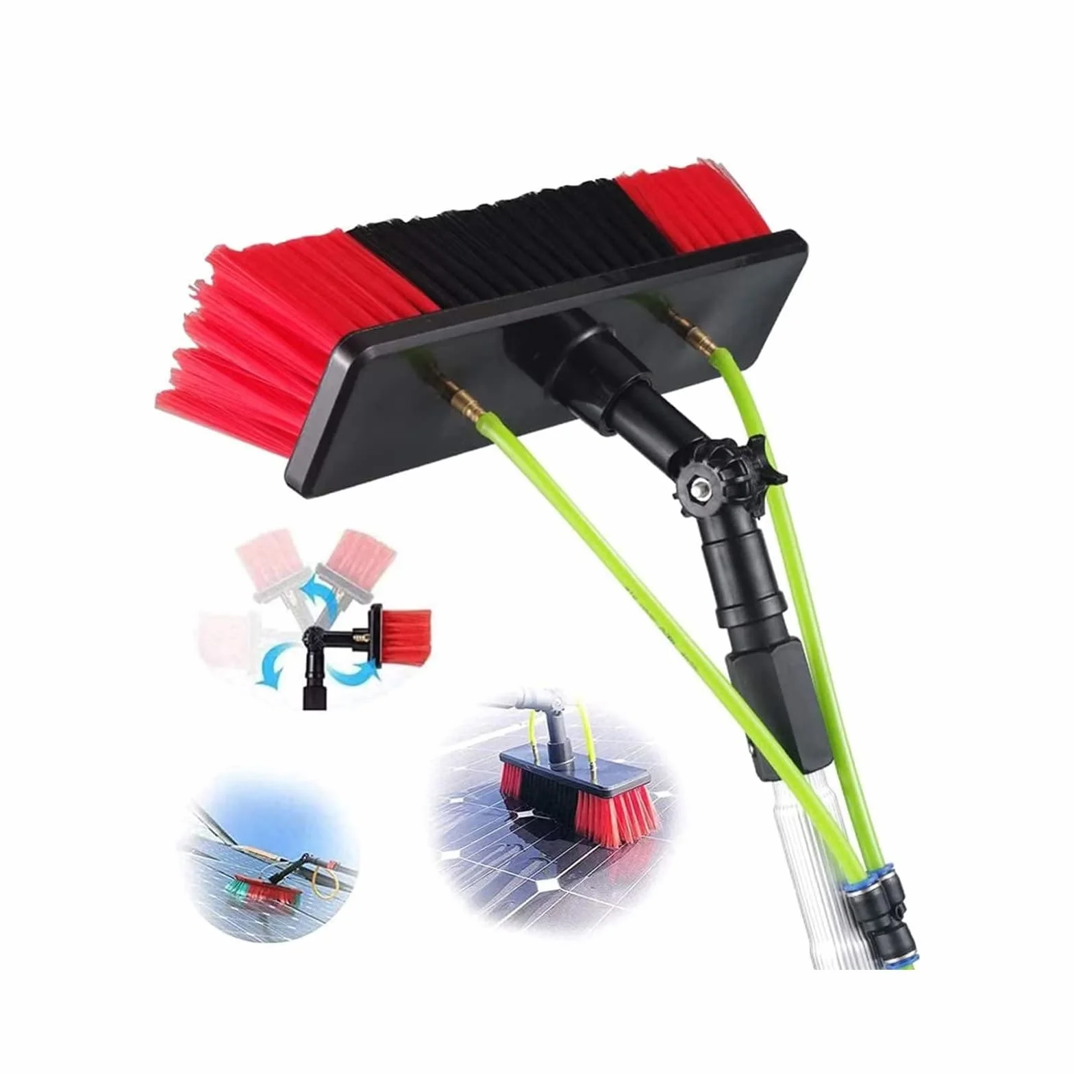 Barra telescópica de limpieza de ventanas de 7 m, limpiador de techo de panel solar, kit de cepillo extensible para invernaderos, alcance sin esfuerzo y brillo sin manchas