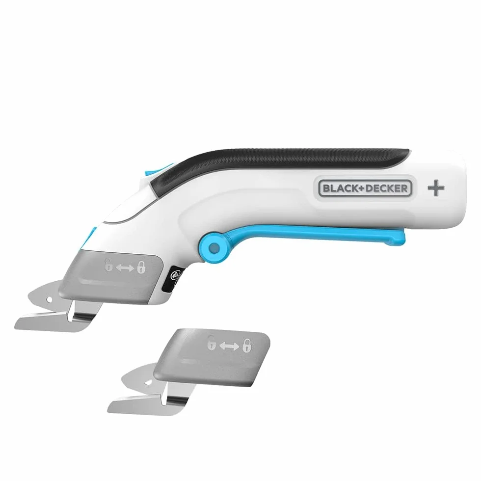BLACK+DECKER Tijeras eléctricas de tela de 4 V MAX, inalámbricas, recargables por USB (BCSC115FF), color blanco