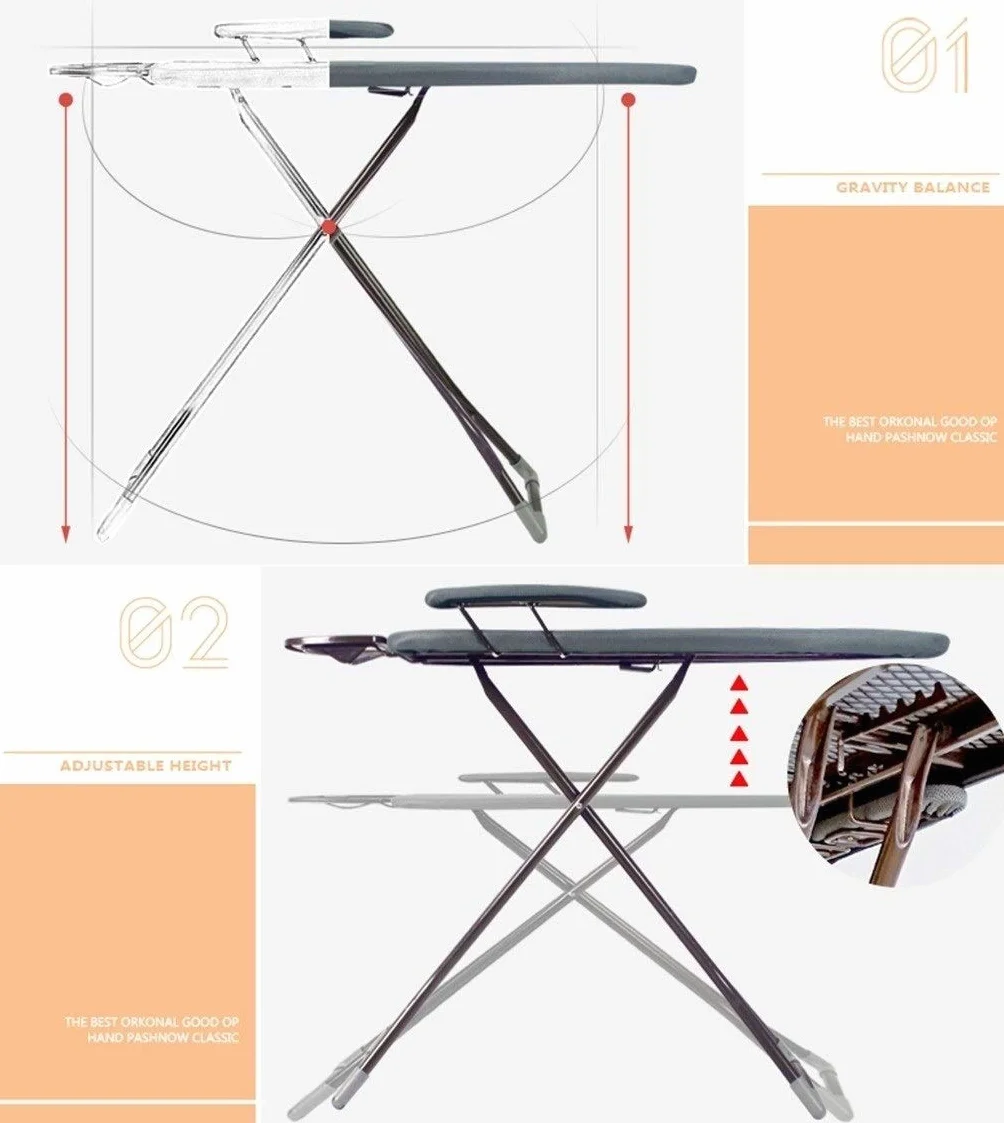 Tabla de Planchar de Hotel, Tabla de Planchar de Seguridad Gruesa Tabla de Planchar Ajustable de 5 velocidades, Acero, con Soporte de Manga retráctil Tablas de Planchar de 145 * 34 * 90 cm (