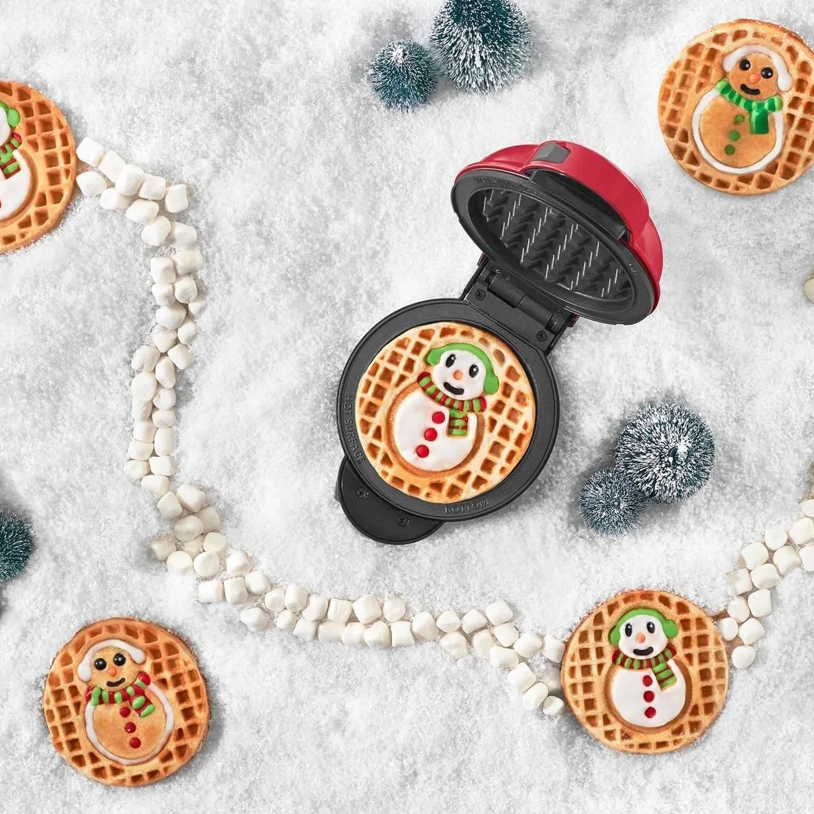 DASH Multimaker con 7 platos extraíbles: gofrera y placa calefactora + 3 platos temáticos - Santa Claus, calabaza, muñeco de nieve, mini gofres para Halloween y Navidad, para niños y