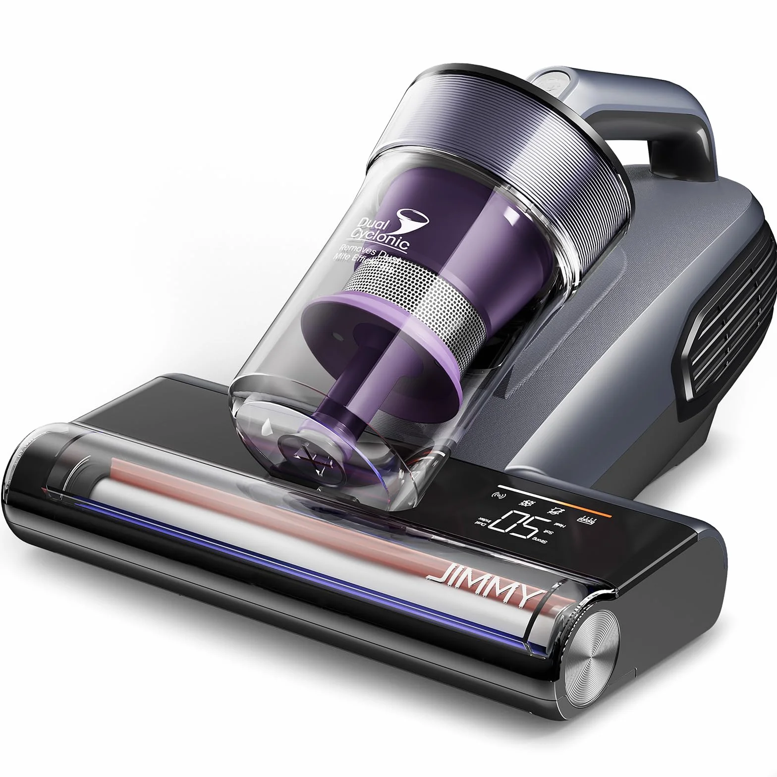 Jimmy BX8 Aspirador de Mano para Colchones, 600W 15kPa Succion Aspiradora Antiacaros con Ultravioleta UV-C, Secado Termico 65℃, Deteccion Inteligente Sensor, Función de Iones Negativos (Violeta)