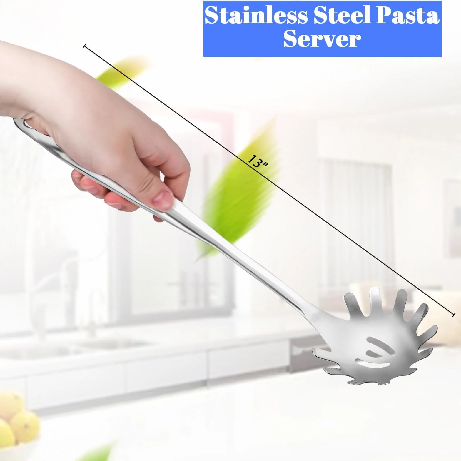1 Pieza Cuchara para Espagueti,Servidor para Pasta,Cuchara para Pasta de Acero Inoxidable,Tenedor para Pasta,Apto para Lavavajillas,Para La Cocina Casera
