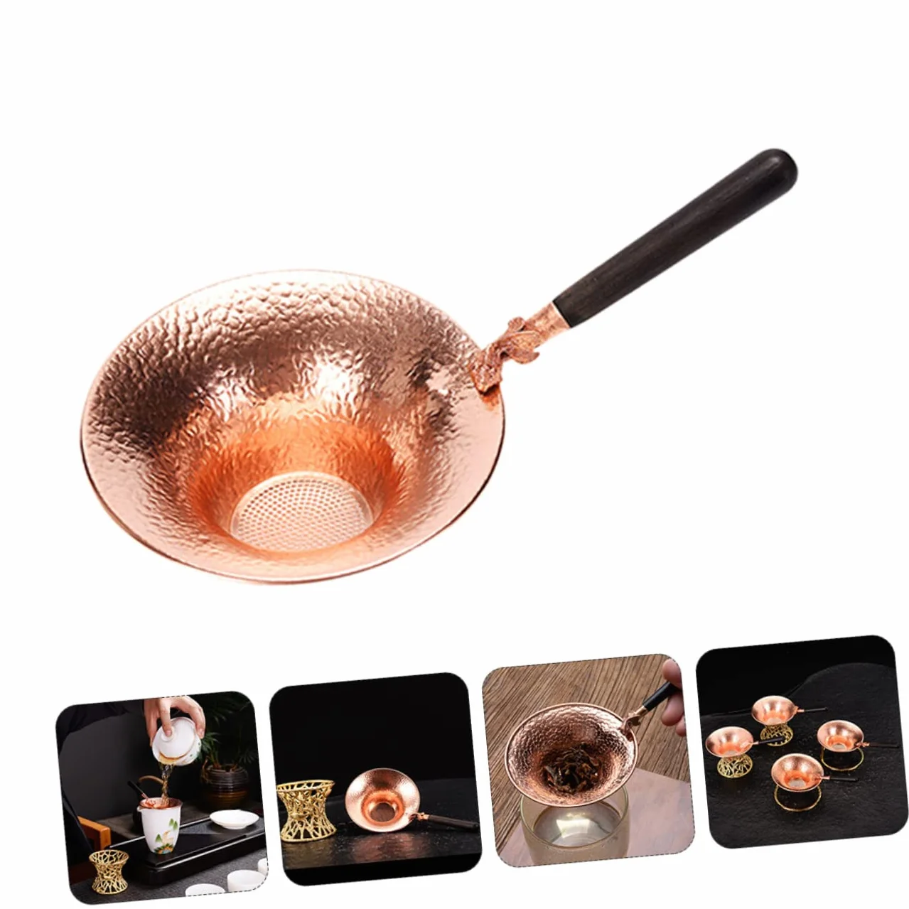 UPKOCH 3 Piezas De Accesorios De Cóctel De Fugas De Té Infusor De Té De Silicona Colador De Metal Colador De Té De Hojas Sueltas Tamiz De Fina Difusor De Té Cobre Madera De