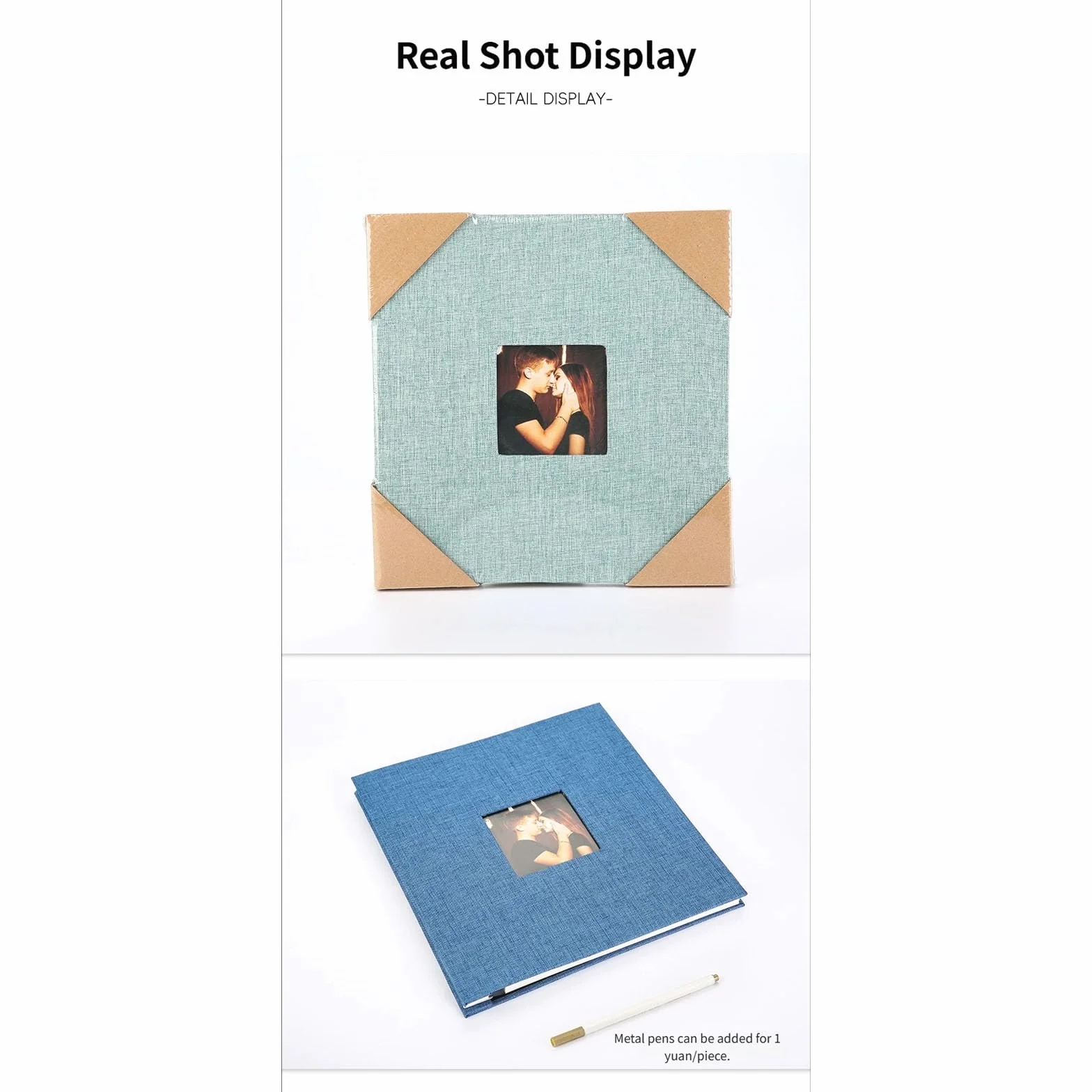Álbum de fotos adhesivo con cubierta de lino y ventana para bodas, viajes, cumpleaños, recuerdos, regalo de 40 páginas