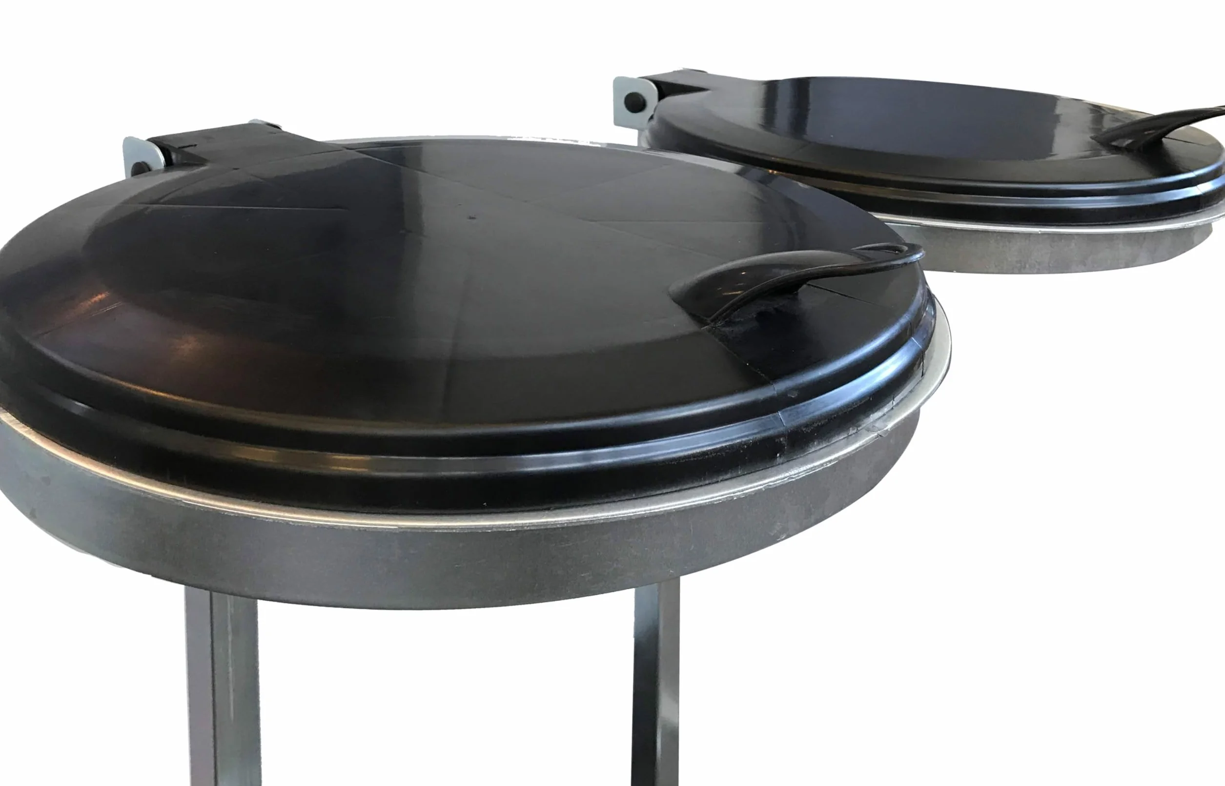 QUICK STAR Soporte Doble para Bolsas de Basura con Tapa y 4 Ruedas | Porta Bolsas de Basura Metálico 120 litros | Robusto Acero Galvanizado | Bolsa Amarilla 120L | Contenedor de Residuos Móvil