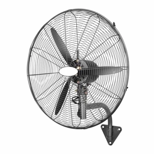 Bilake Ventilador Industrial Pared Negro Metal | Oscilante, Orientable y Ajustable | 3 Velocidades, 3 Palas, Silencioso | Almacenes, Gimnasios, Colegios, Fábricas (Ø71 cm | 240W | Botones Integrados)