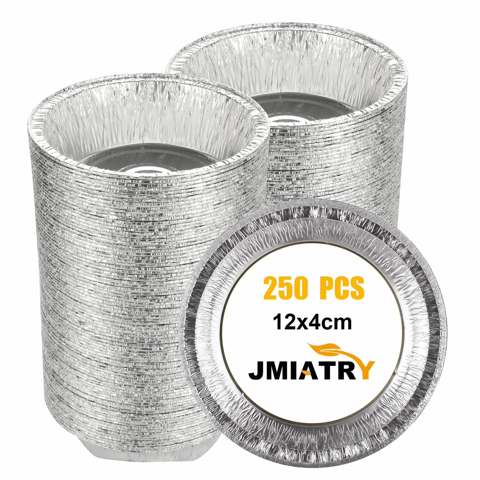 JMIATRY 250 bandejas de papel de aluminio para tartas, 12 cm, bandejas redondas de aluminio desechables para pasteles pequeños, tartas de mermelada y pasteles