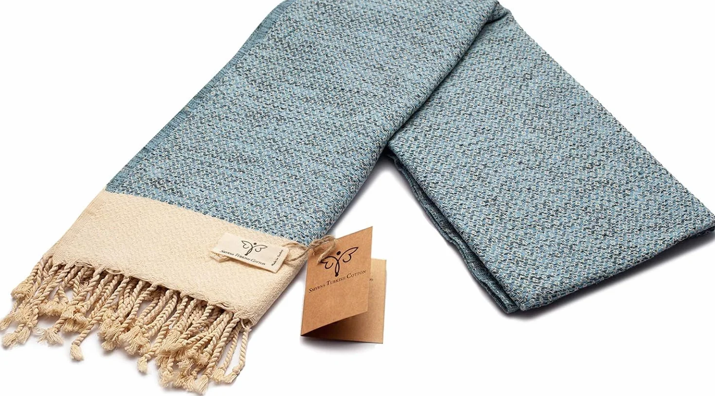 Toallas de baño SMYRNA TURKISH COTTON 100% algodón Natural 37 x 71 Pulgadas absorbentes secado rápido Azul Claro