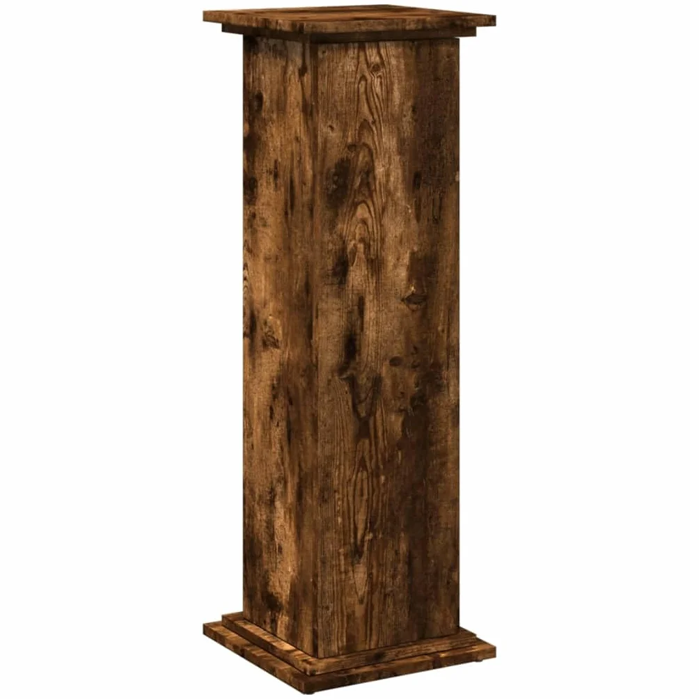 VidaXL Pedestal Expositor con Almacenaje Roble Ahumado 31x30x90 cm, Vitrina, Pedestal de Exposición, Mesa Auxiliar, Armario de Exposición