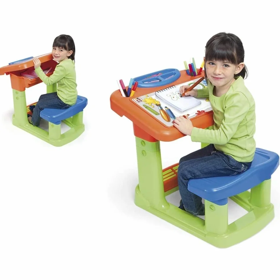 Chicos Pupitre Extensible Infantil con Cajón Guardaobjetos, Material Resistente y Duradero, a Partir de 24 Meses