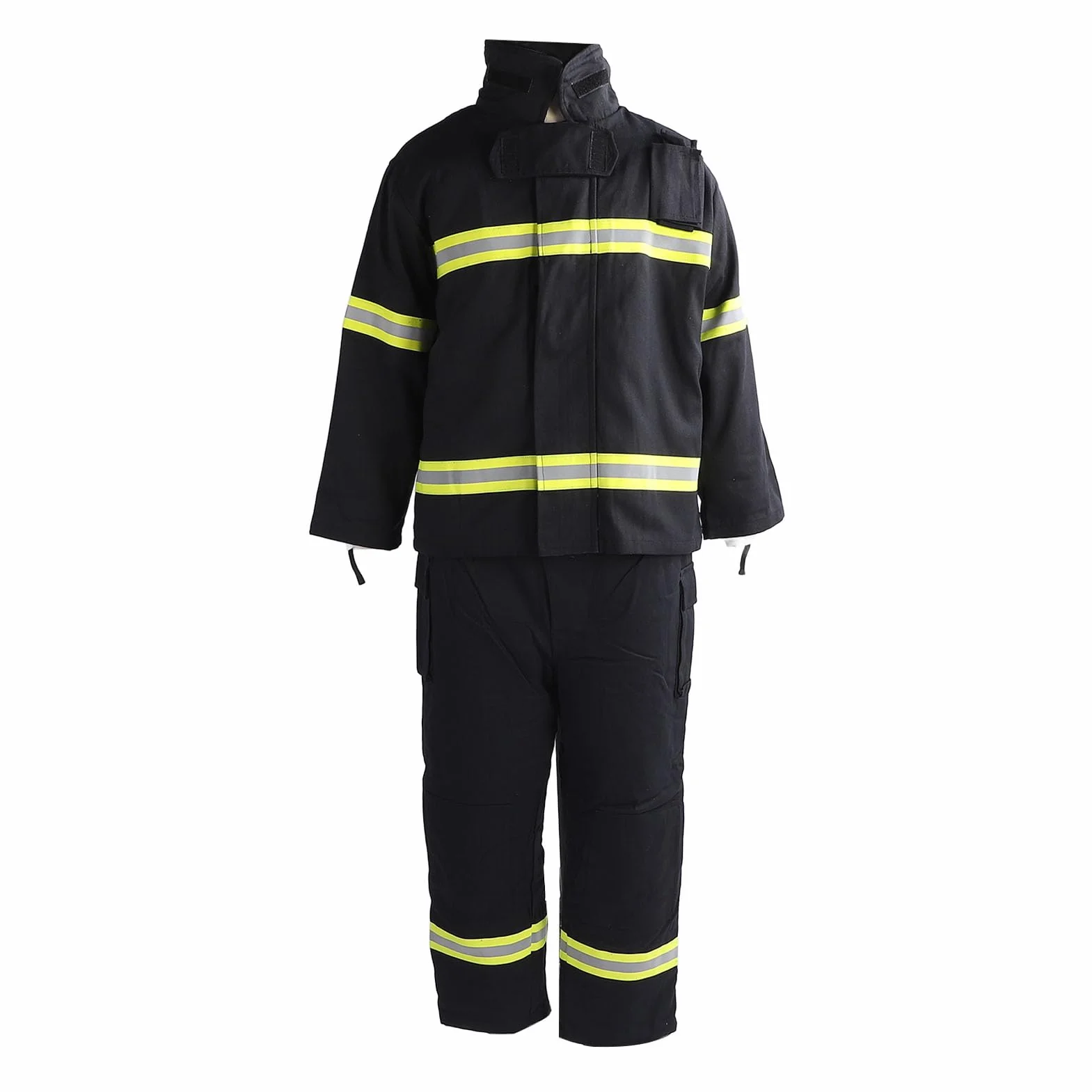 Traje de seguridad ignífugo ignífugo, abrigo de aislamiento térmico de 4 capas y pantalones con rayas reflectantes de alta visión, para protección, resistencia y comodidad (XXL), 114 cm, XXL