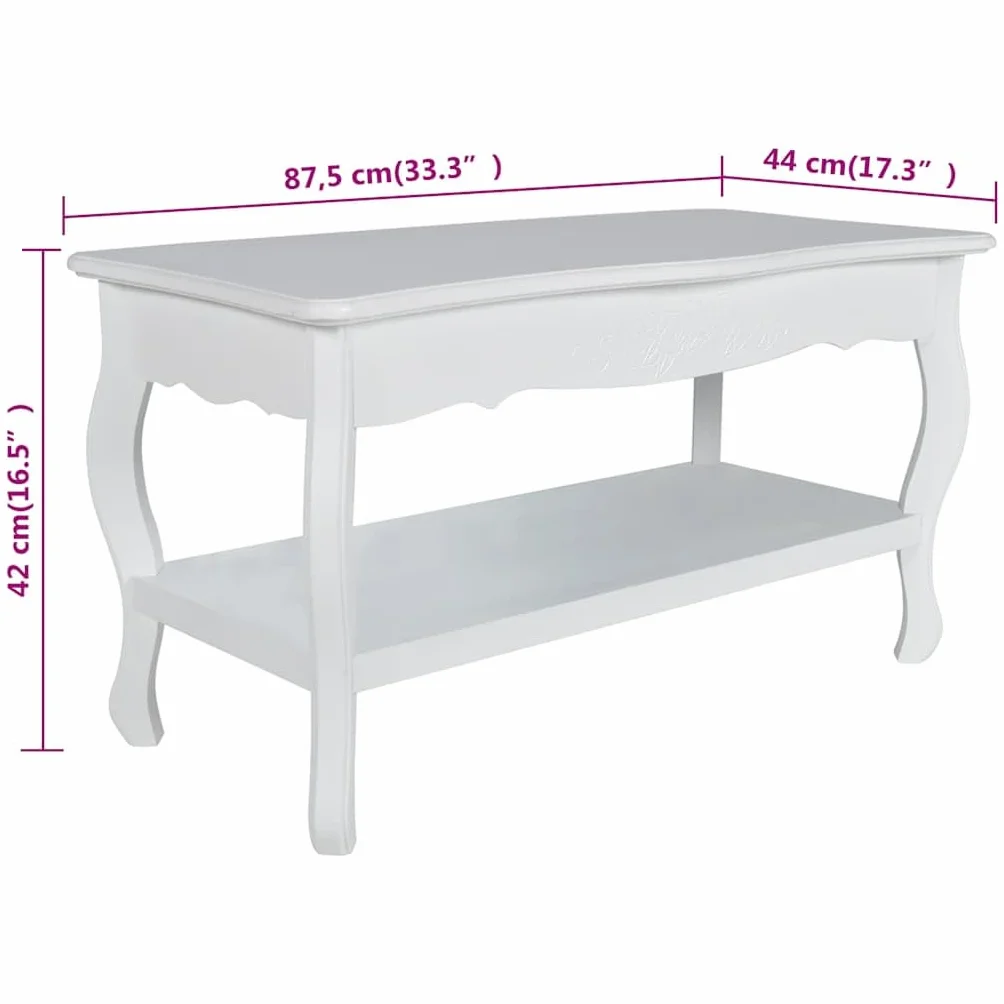 Genérico Mesa de Centro de 2 Niveles de MDF Blanca,Mobiliario,Mesas,Mesas Decorativas,Mesas de Centro,60629